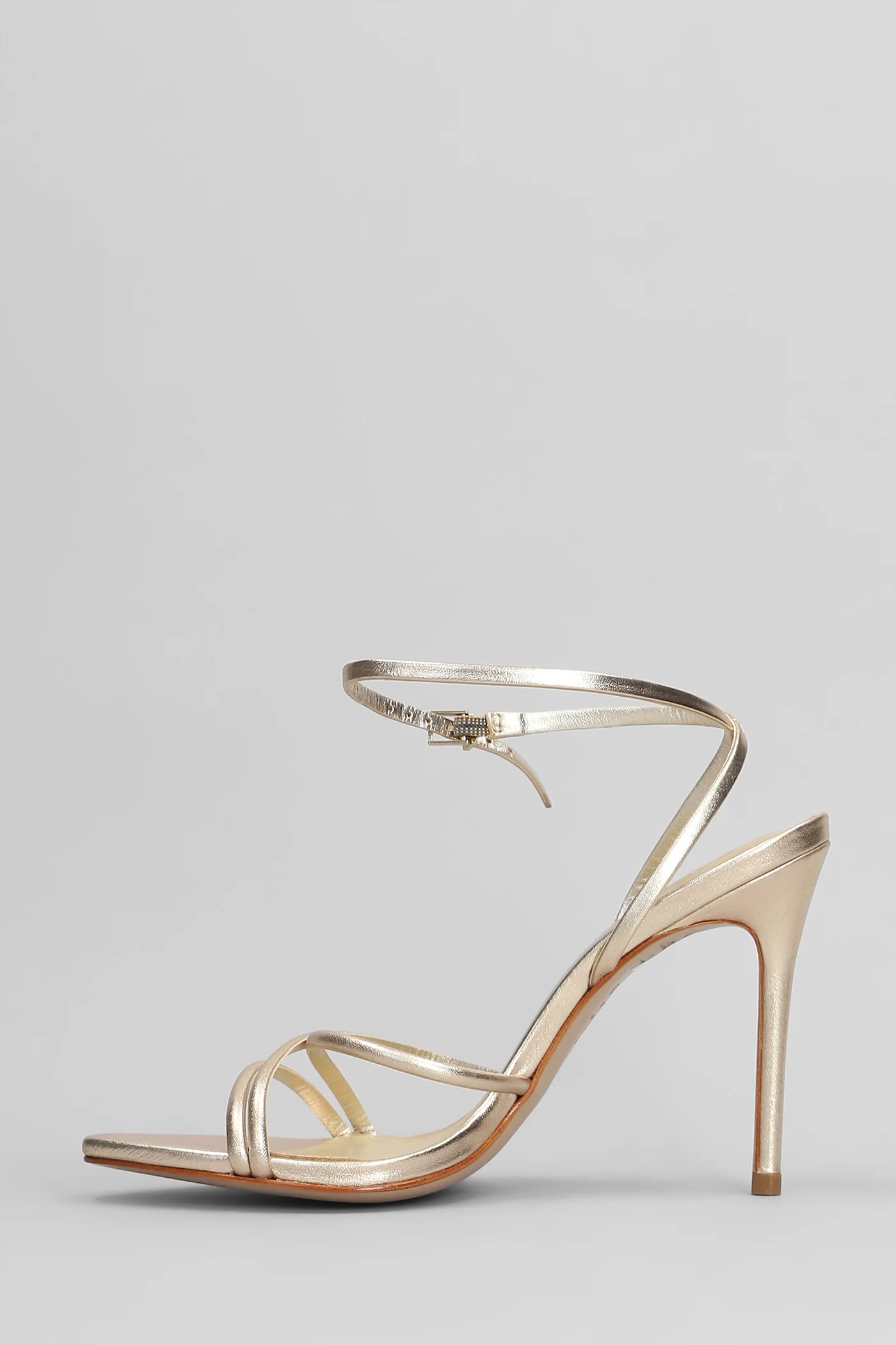 Sandals in platinum leather - Image 3
