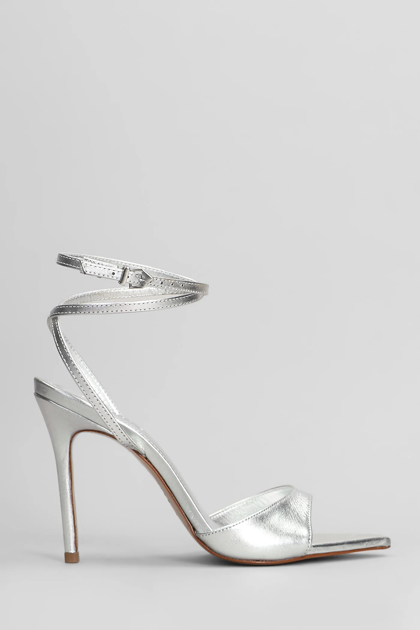 Sandals in silver leather