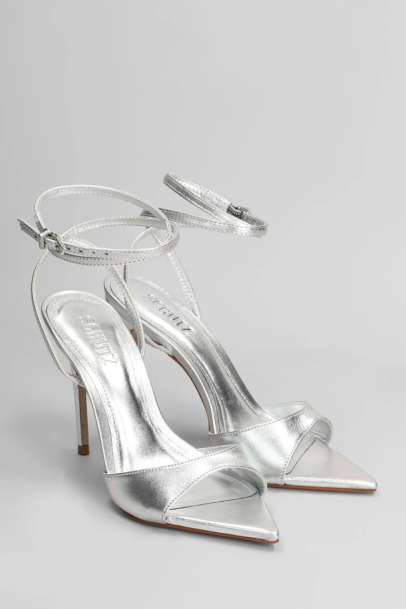 Sandals in silver leather - Image 2