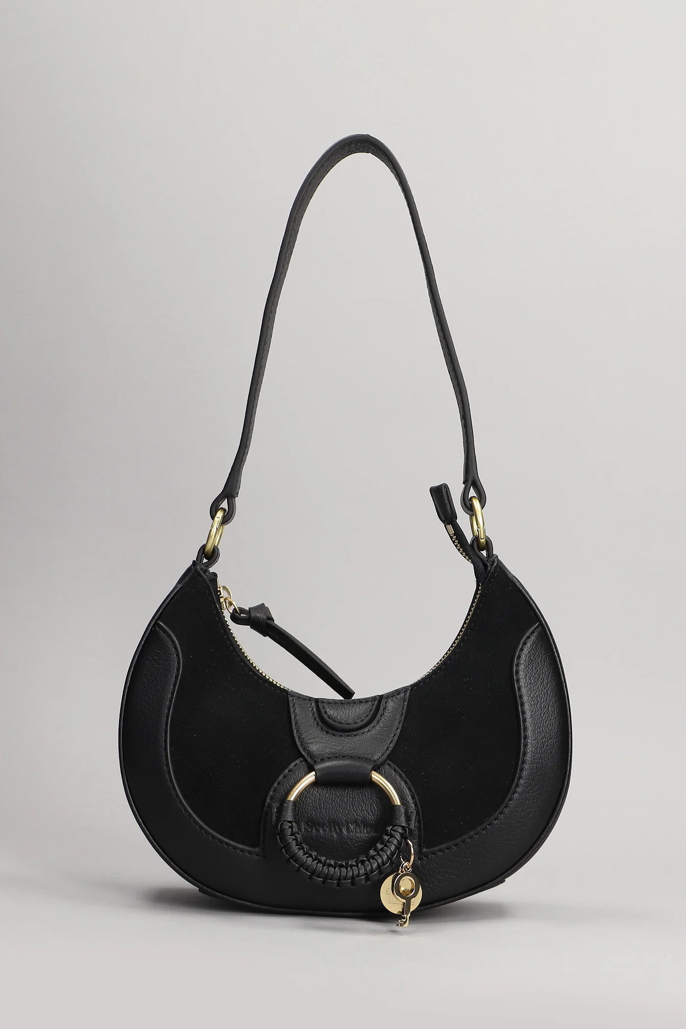 Hana Shoulder bag in black suede and leather
