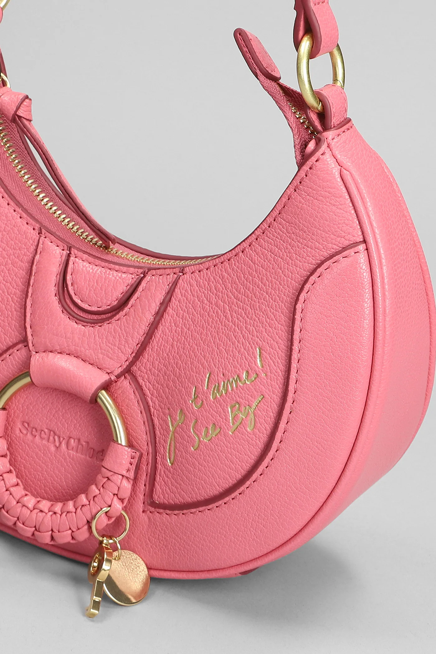 Hana Shoulder bag in rose-pink leather - Image 4