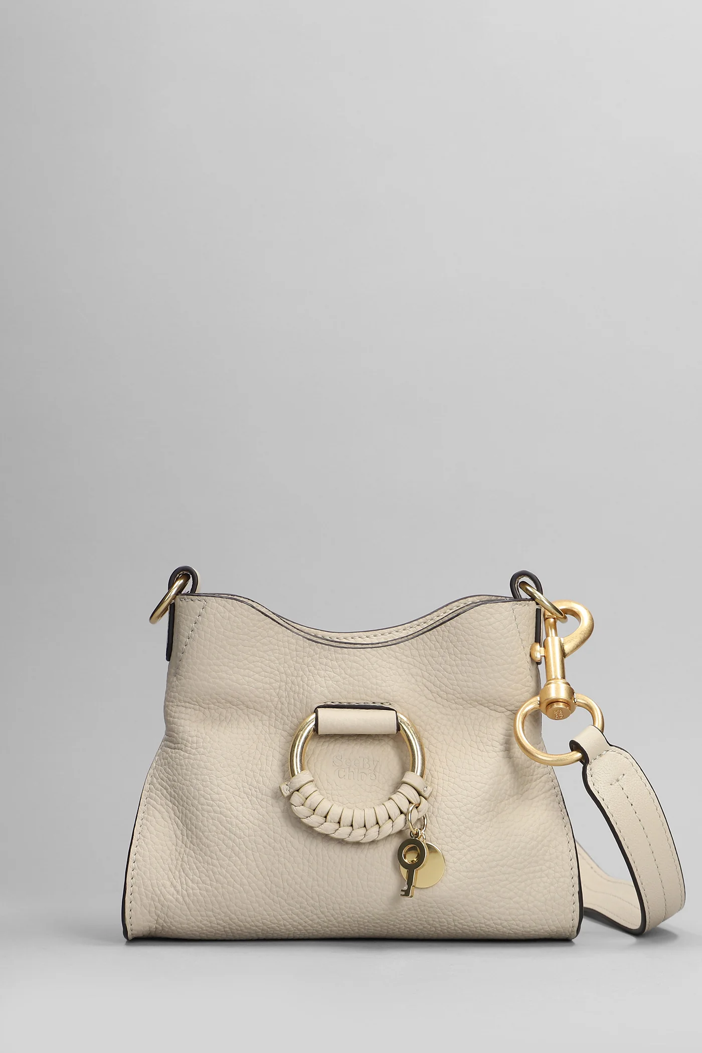 Joan mini Shoulder bag in beige leather