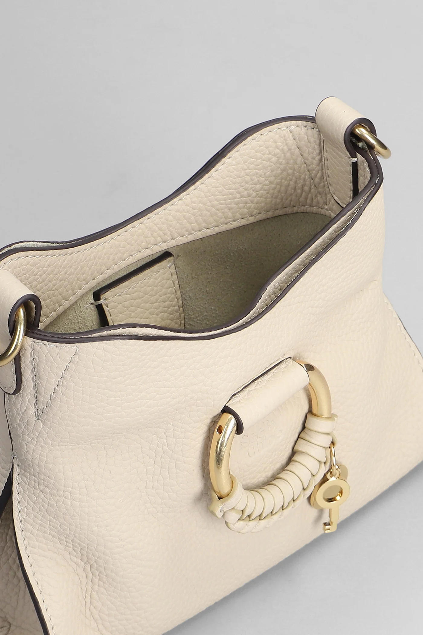 Joan mini Shoulder bag in beige leather - Image 4