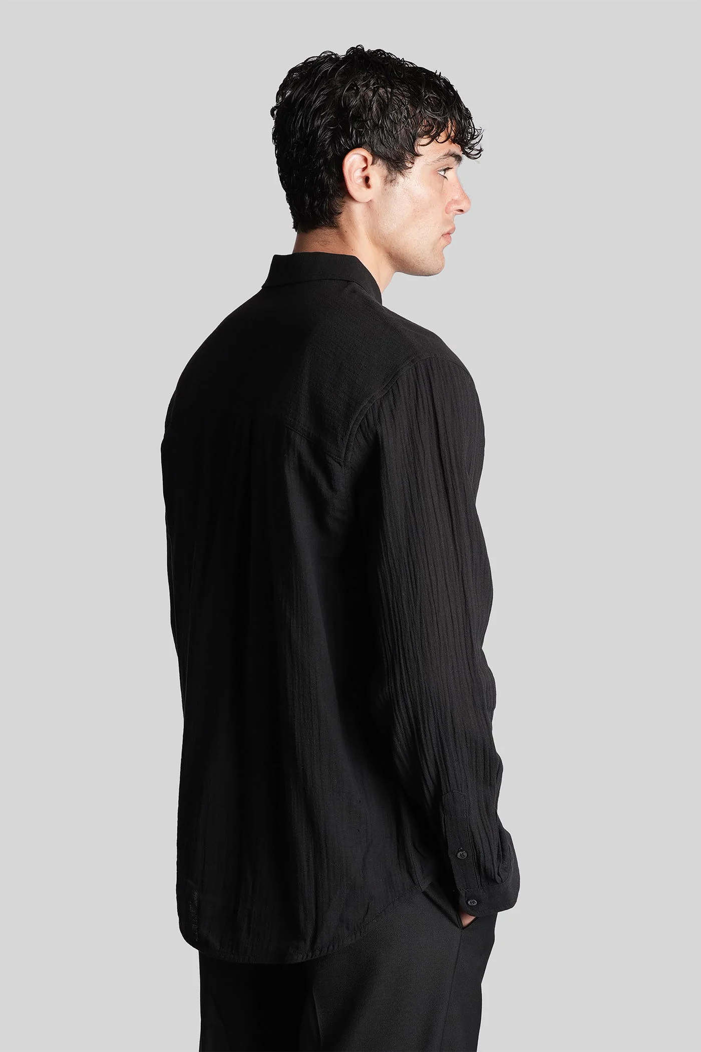 Leo Shirt in black cotton - Image 3