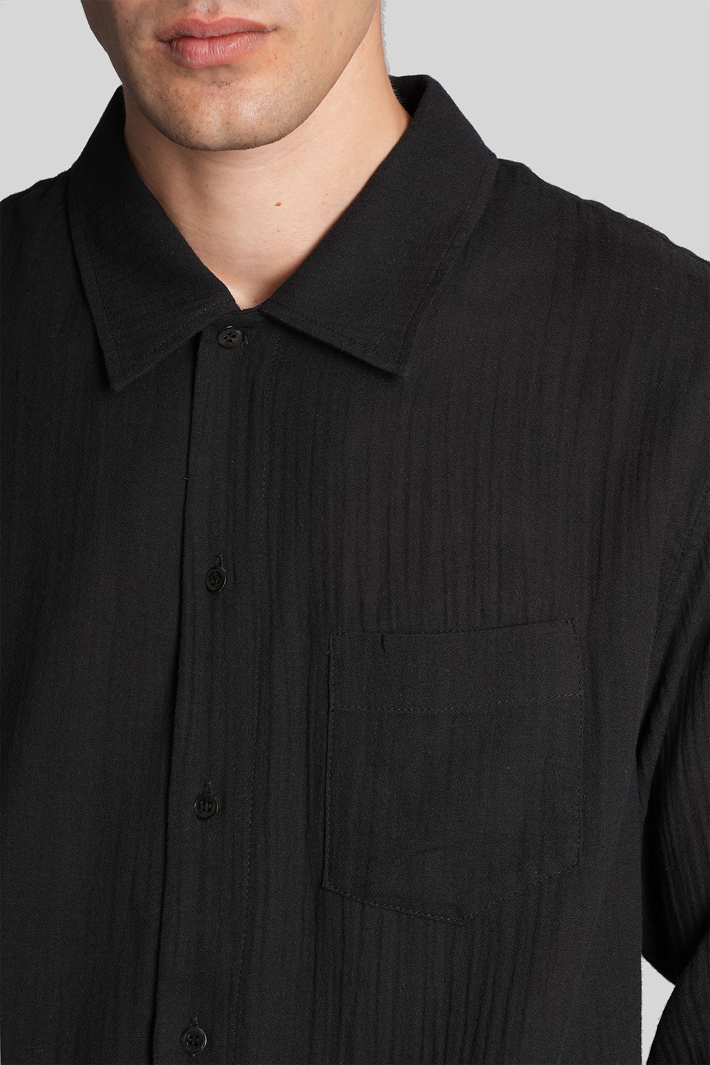 Leo Shirt in black cotton - Image 5
