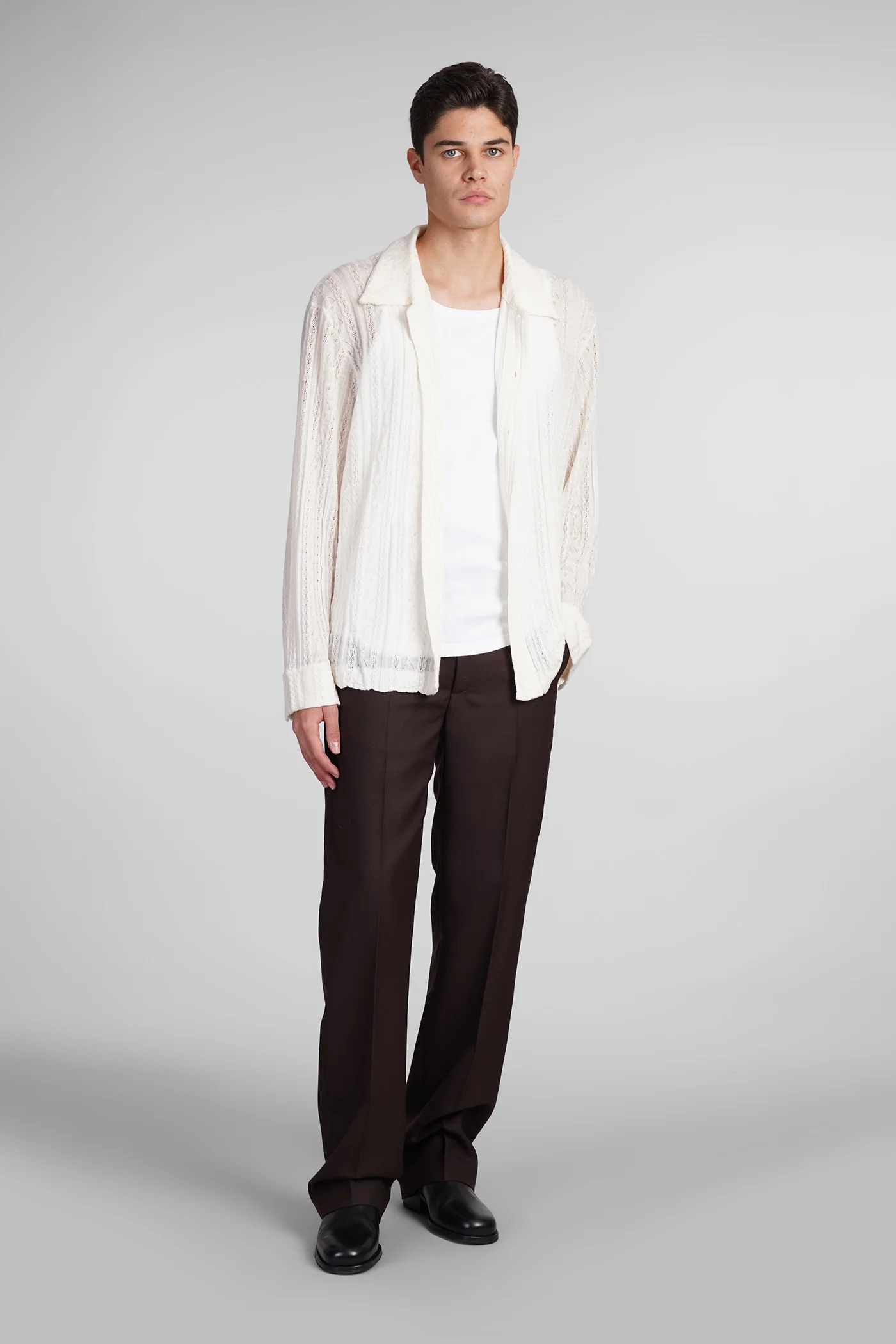 Riku shirt Shirt in beige wool - Image 2