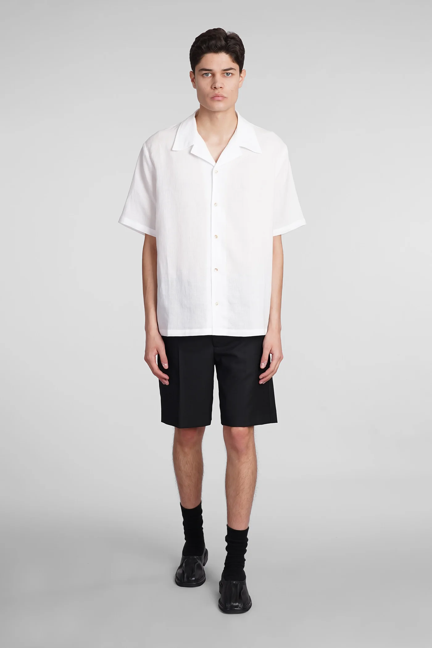 Shirt in white cotton and linen - Image 2