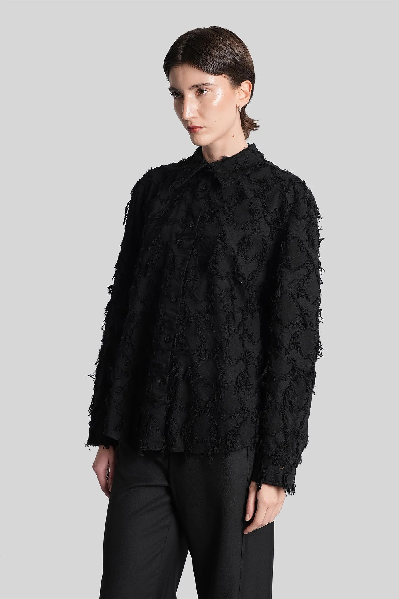 Willa Shirt in black cotton - Image 4