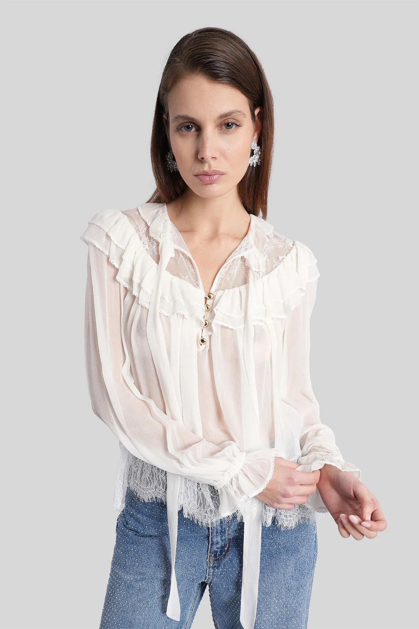 Blouse in white viscose