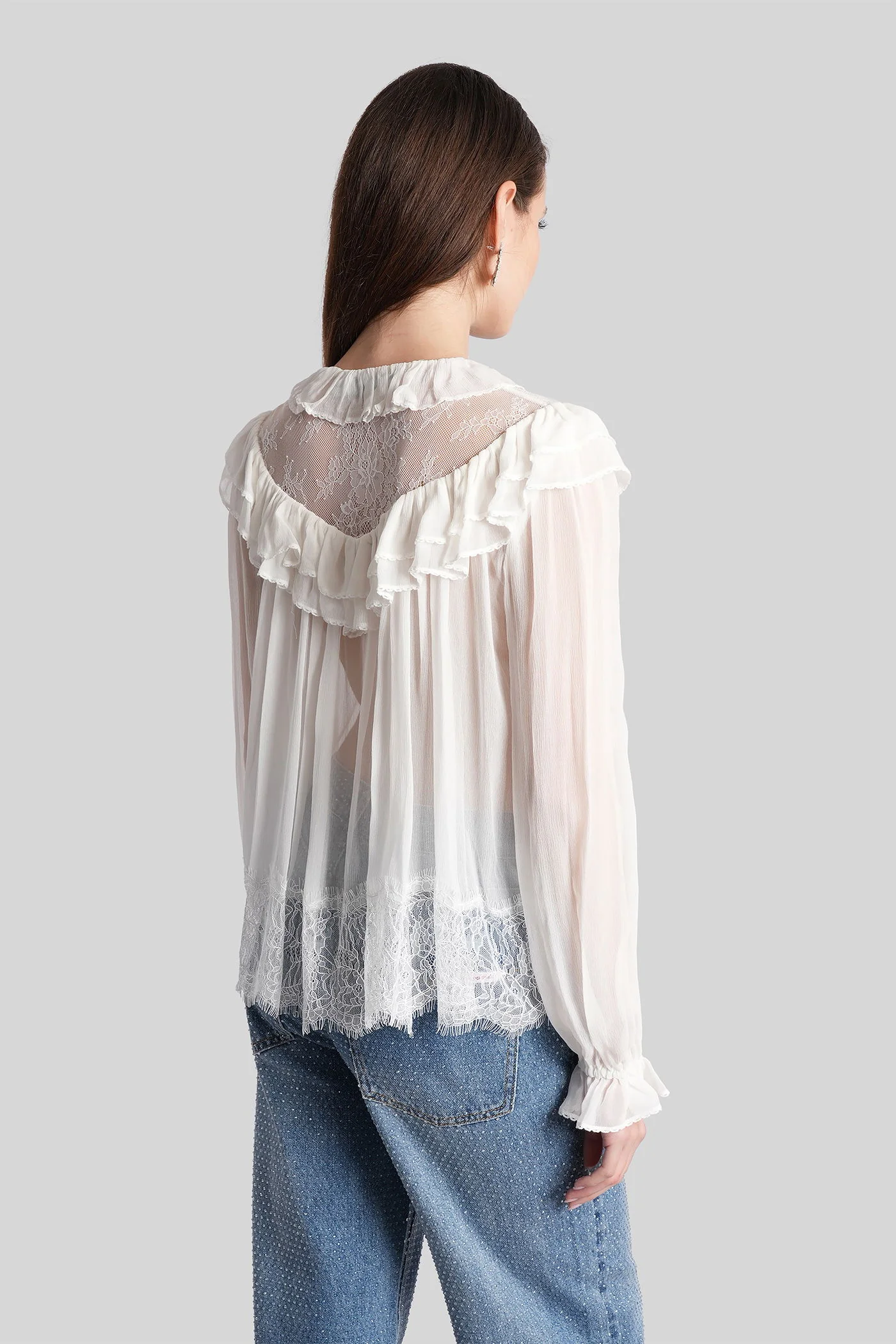 Blouse in white viscose - Image 3