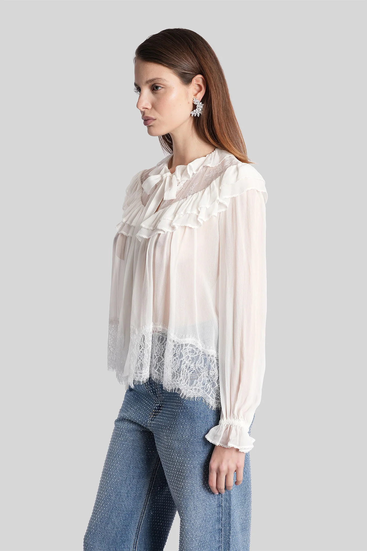 Blouse in white viscose - Image 4