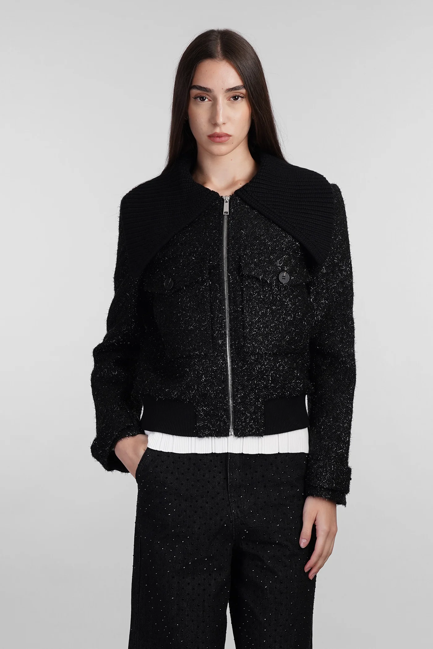 Bomber Jacket in black polyester
