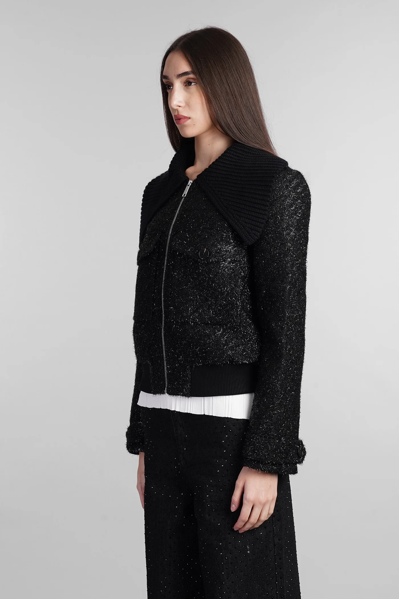 Bomber Jacket in black polyester - Image 4