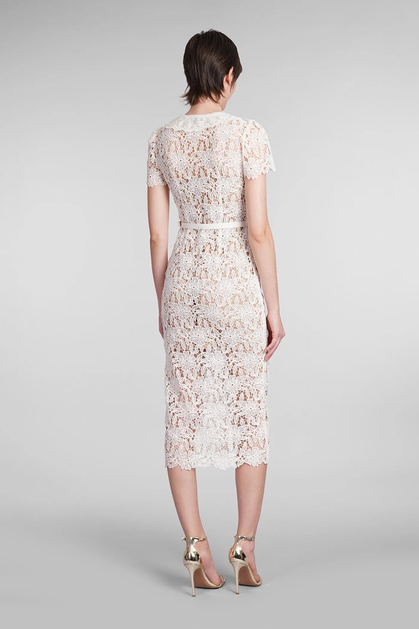Dress woman  in beige polyester - Image 3