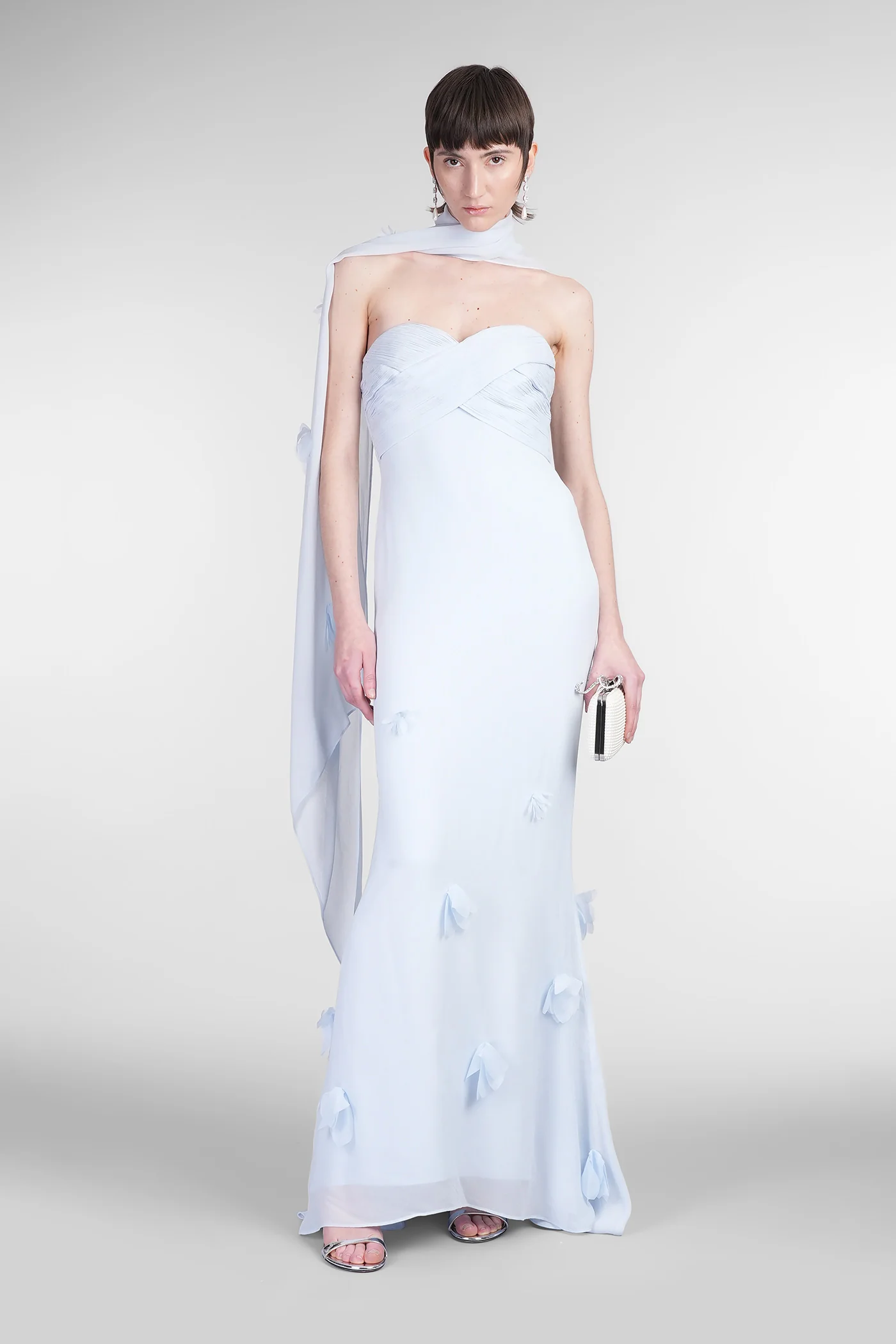 Dress woman  in cyan viscose - Image 2