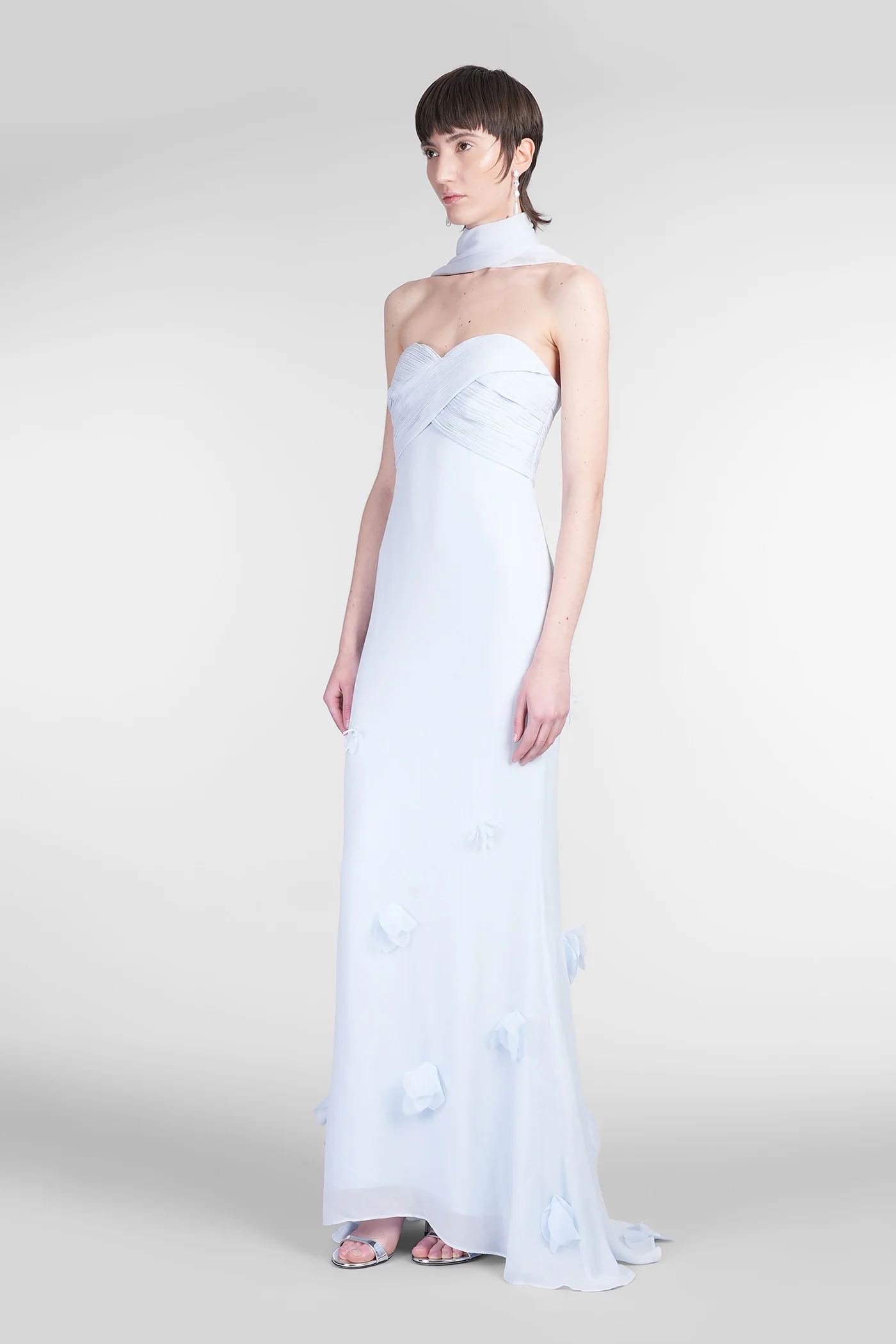 Dress woman  in cyan viscose - Image 4