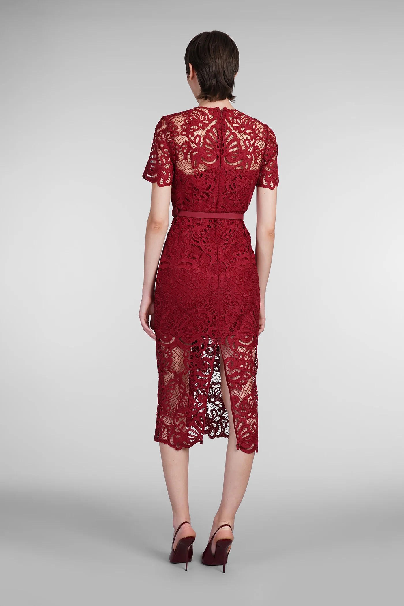 Dress woman  in red polyester - Image 3