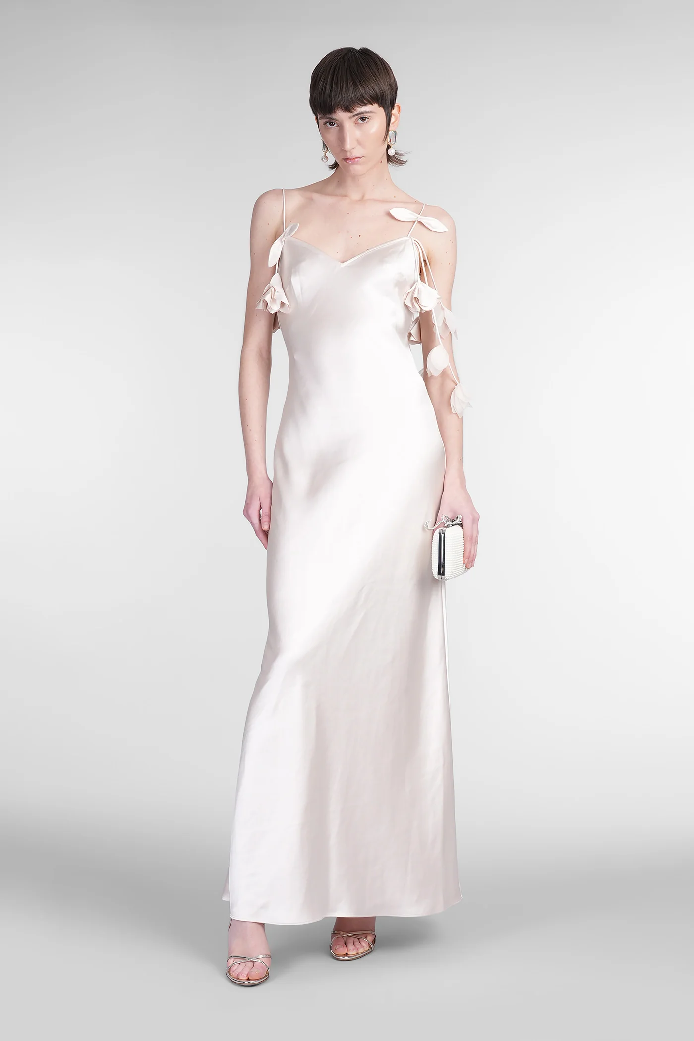 Long dress in beige polyester - Image 2