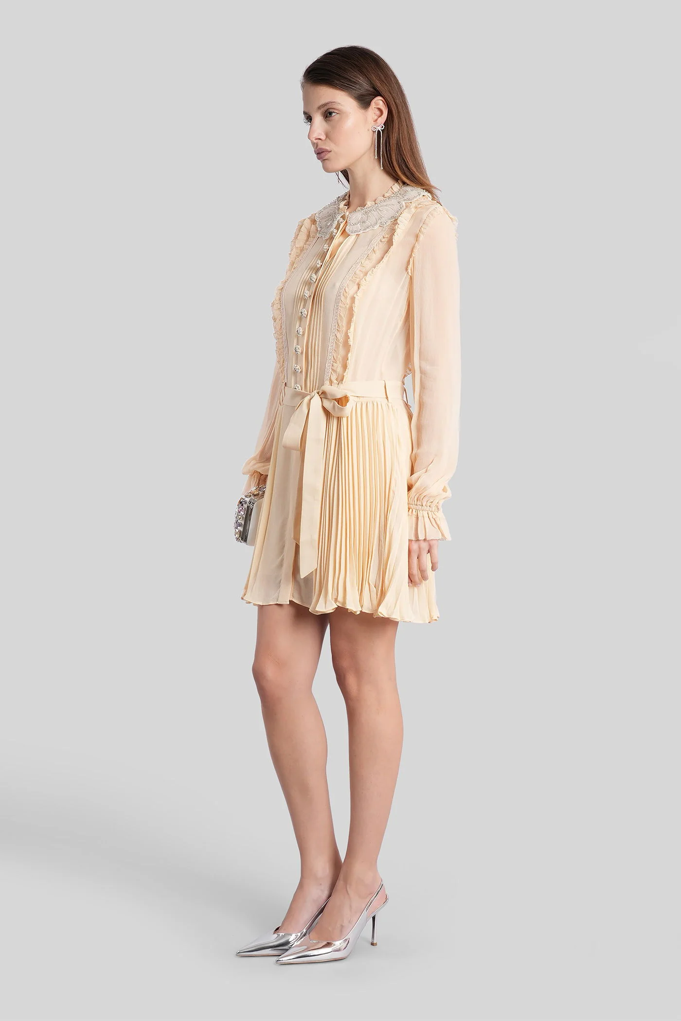 Mini dress in beige viscose - Image 4