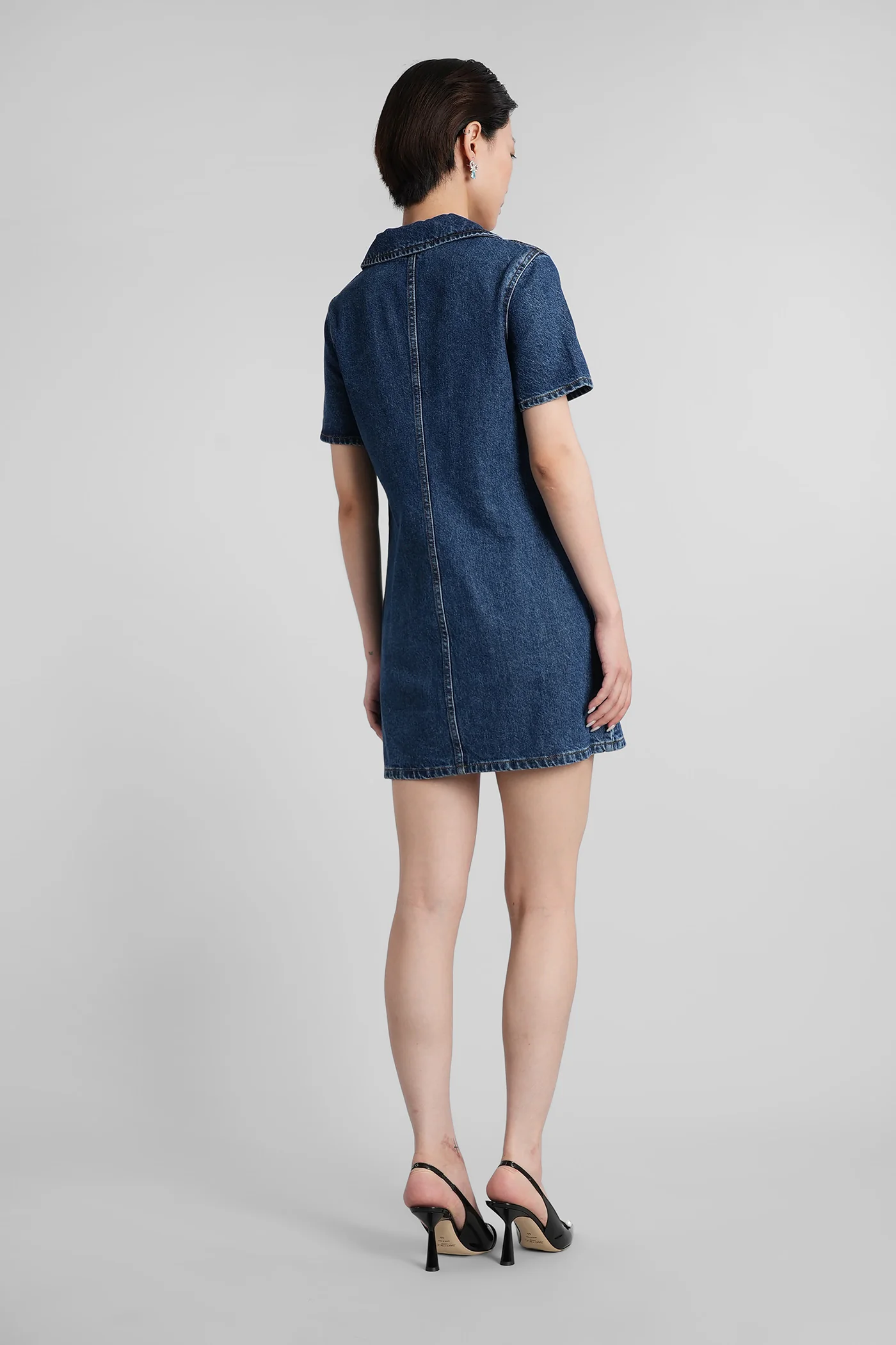 Mini dress in blue cotton - Image 3