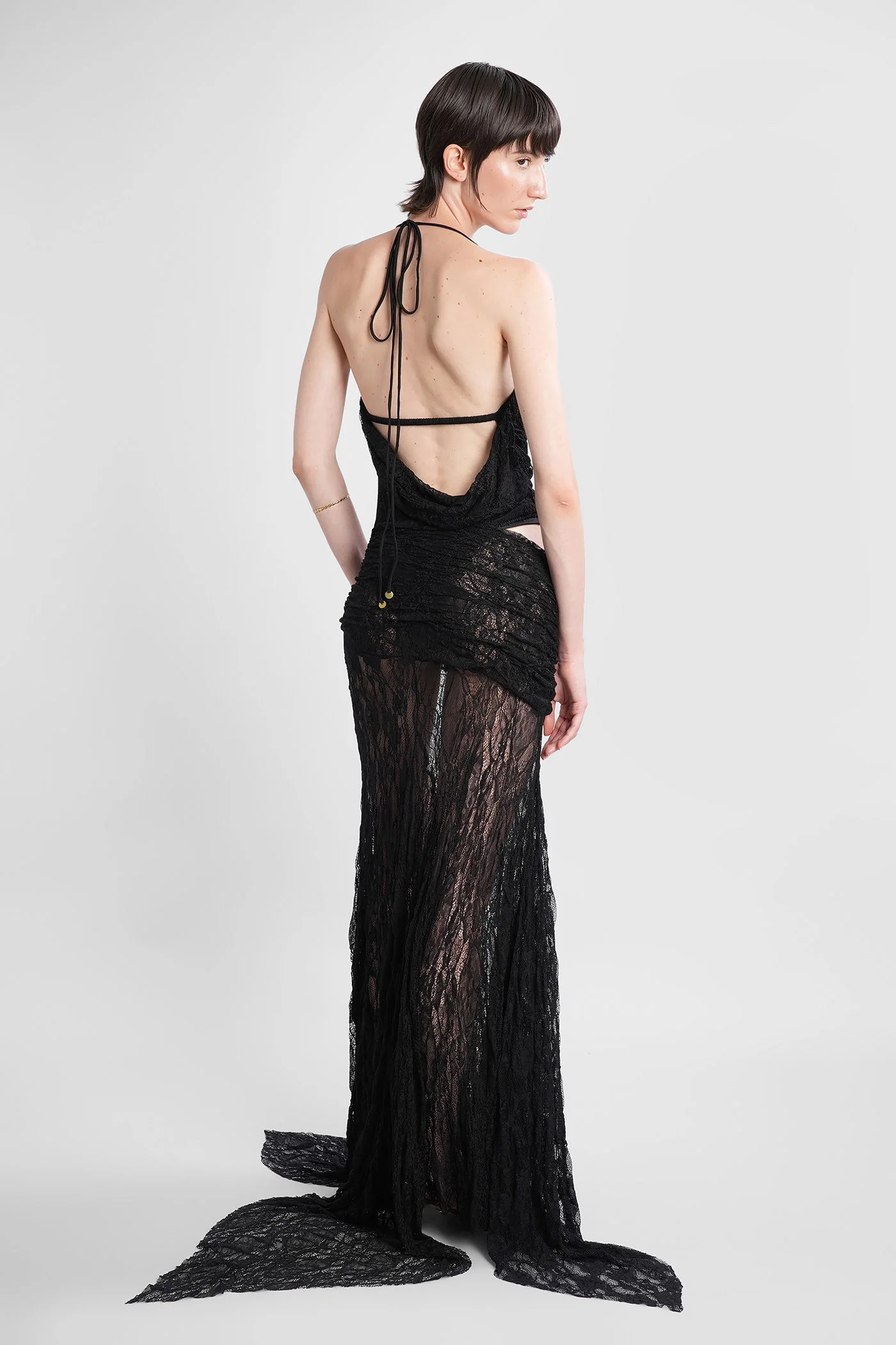 Venusia Long dress in black polyamide - Image 3