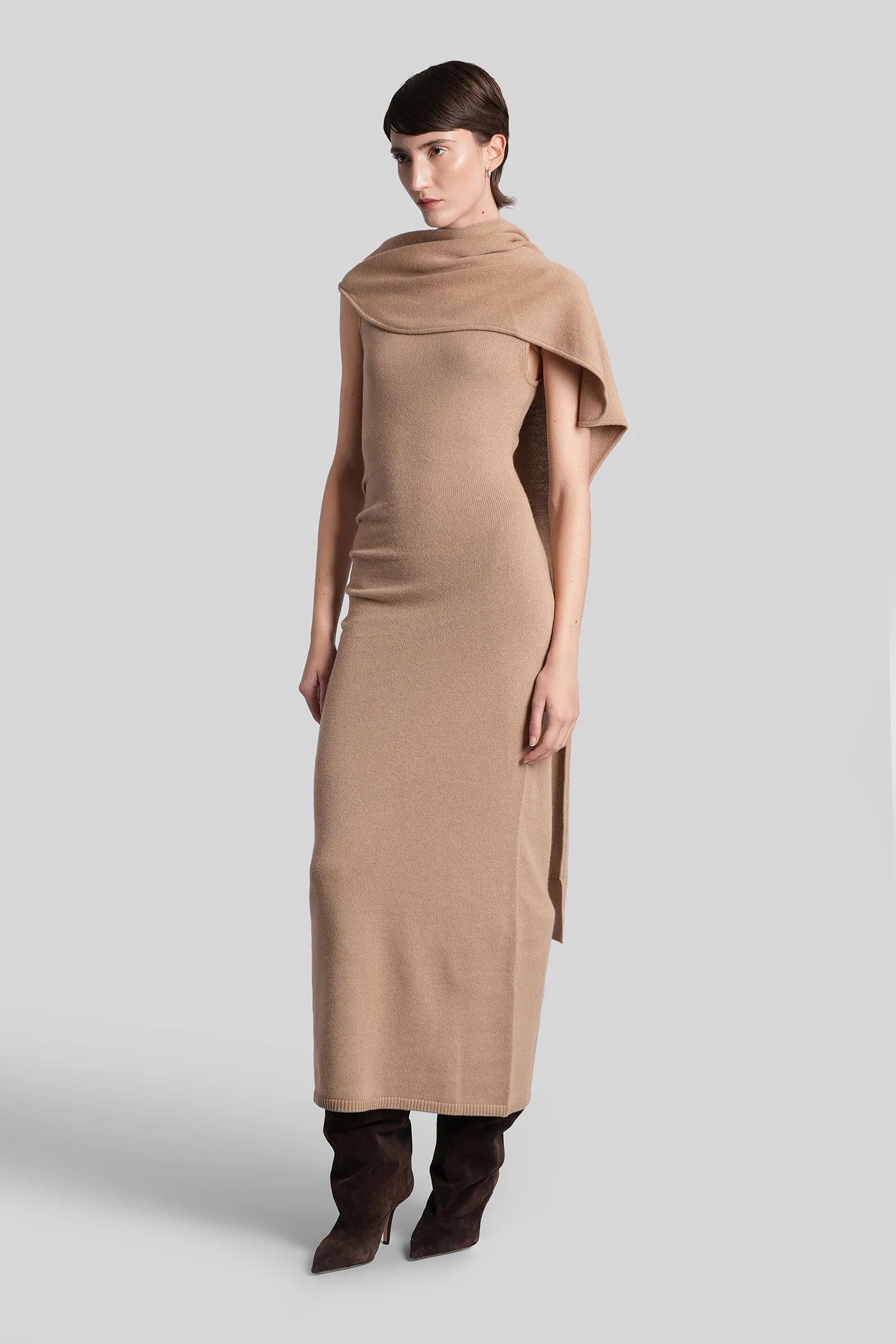 Hathaway Long dress in Camel wool - Image 4