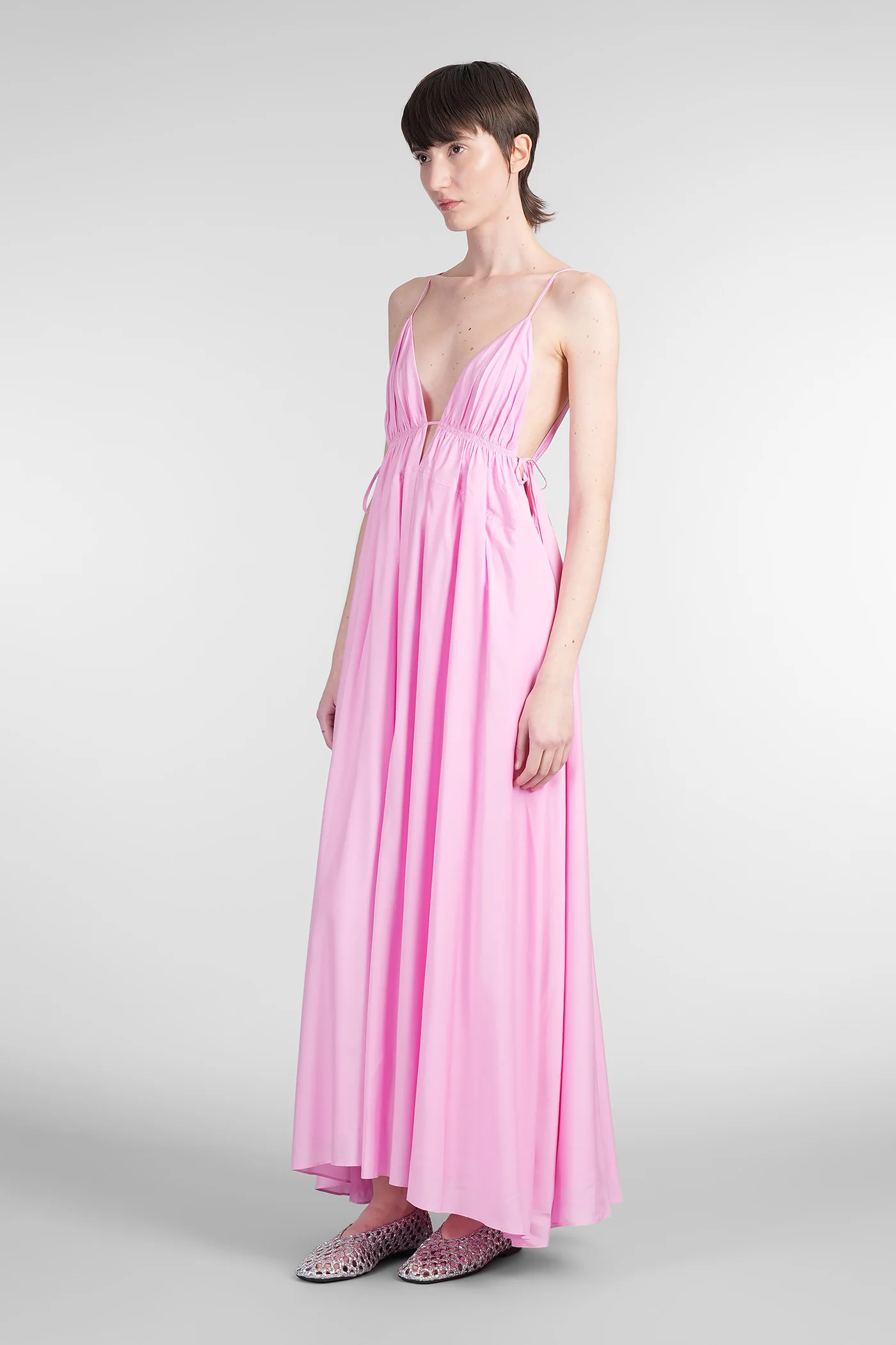 Josephine Dress woman  in rose-pink polyester - Image 4