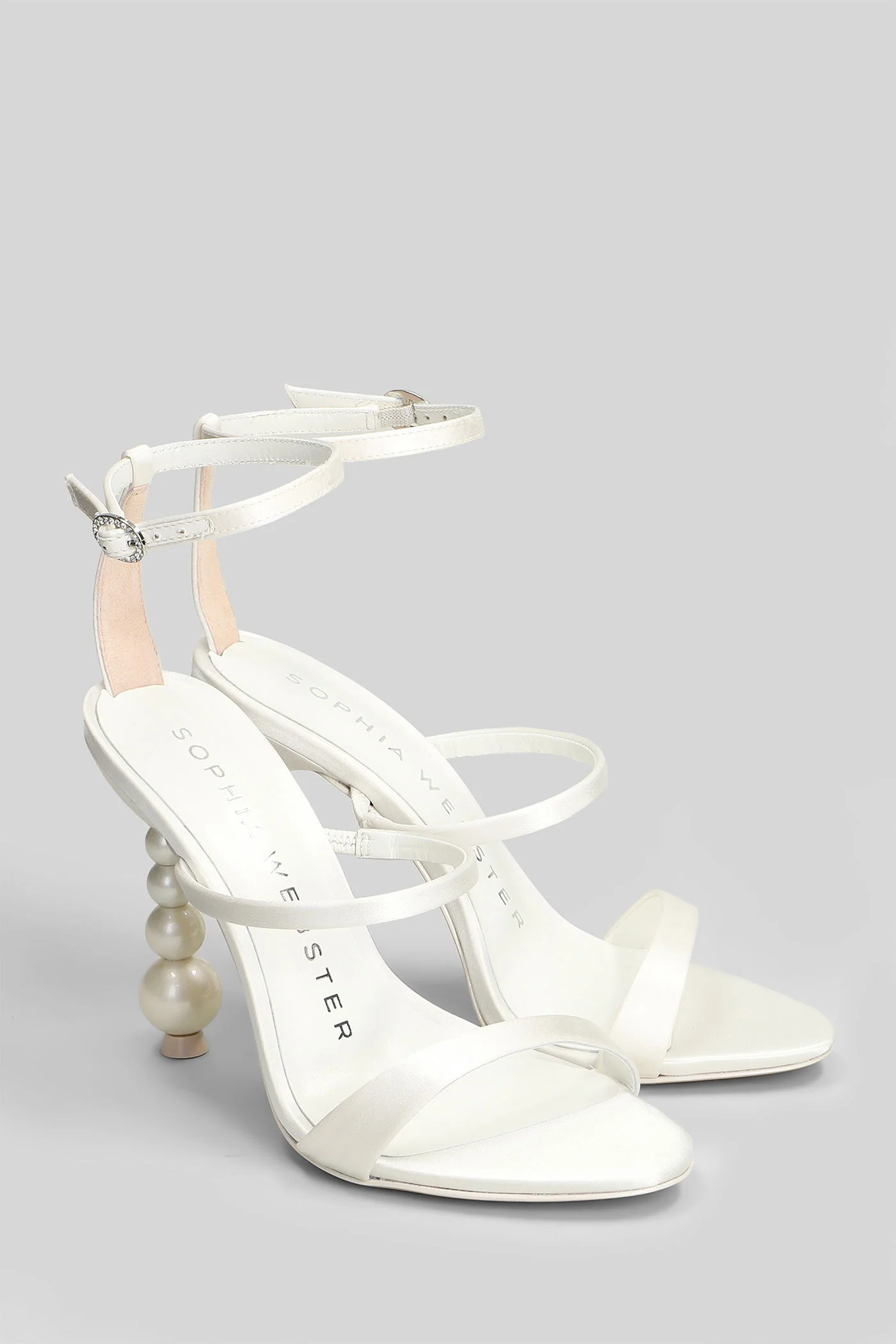 Rosalind Pearl Sandals in white satin - Image 2