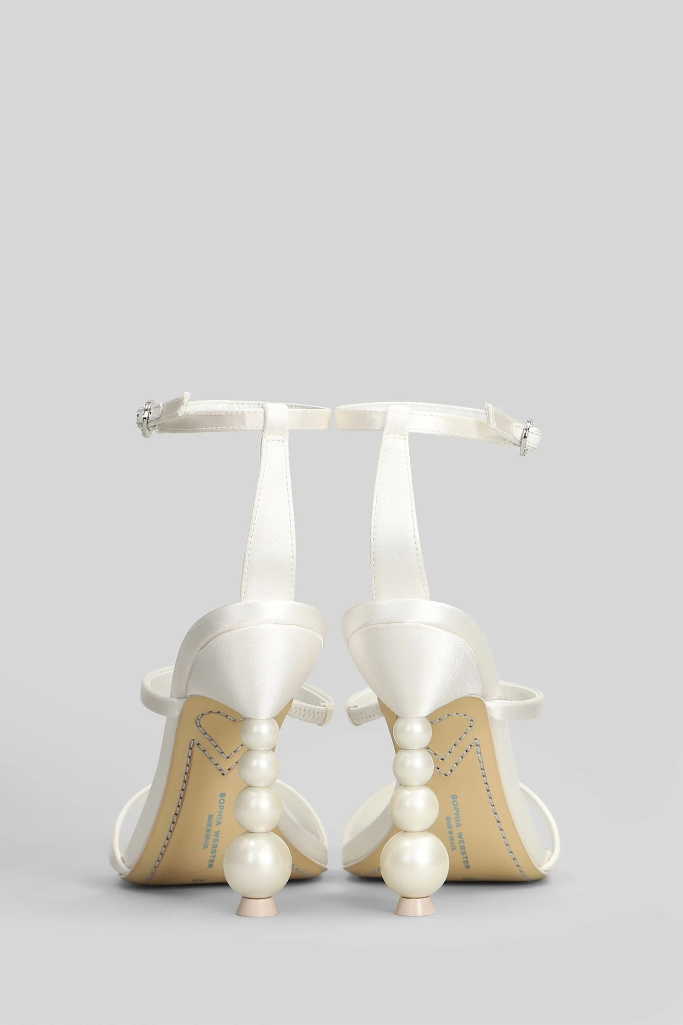 Rosalind Pearl Sandals in white satin - Image 4