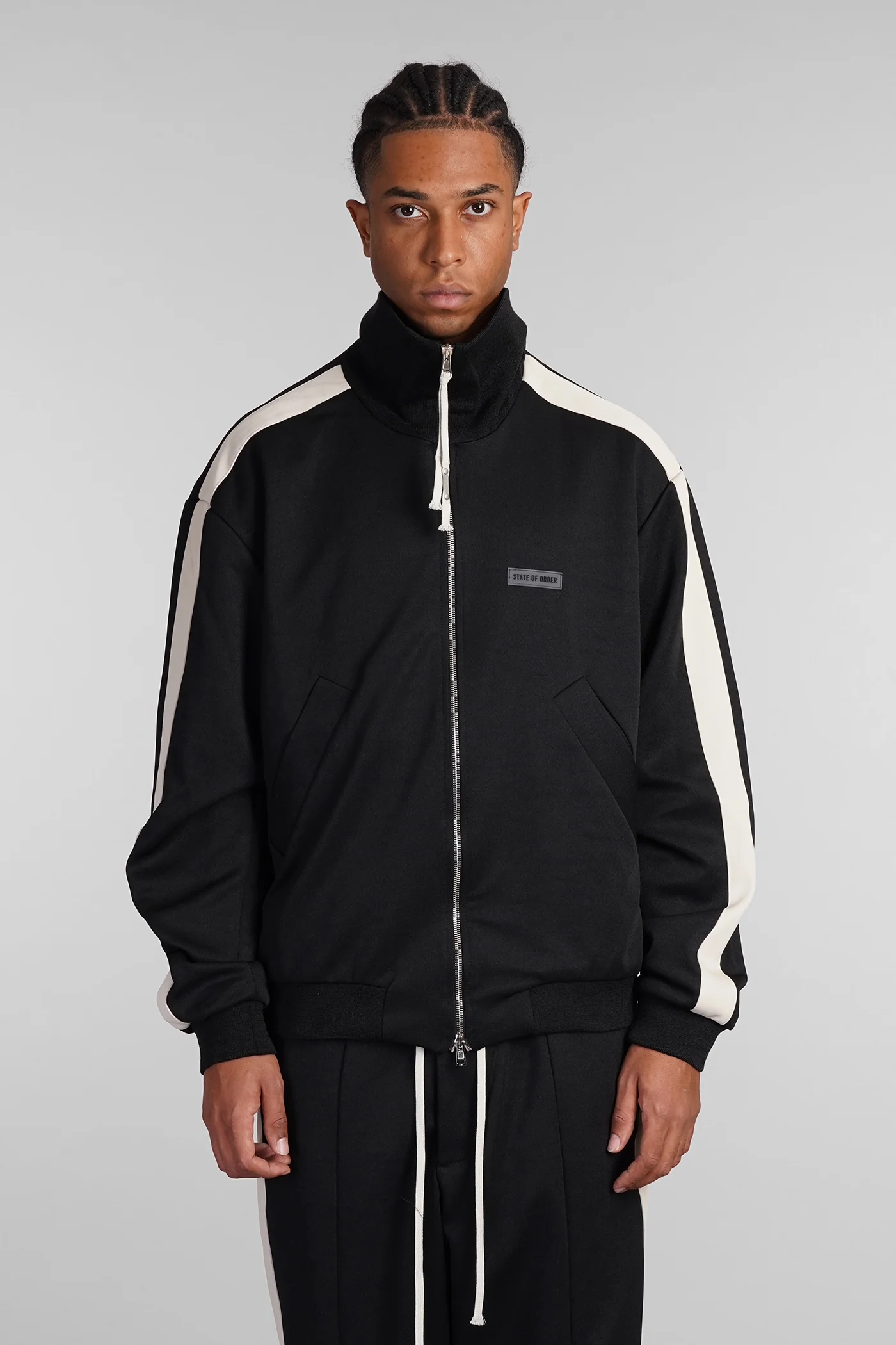 Teknit stripe Sweatshirt in black polyester