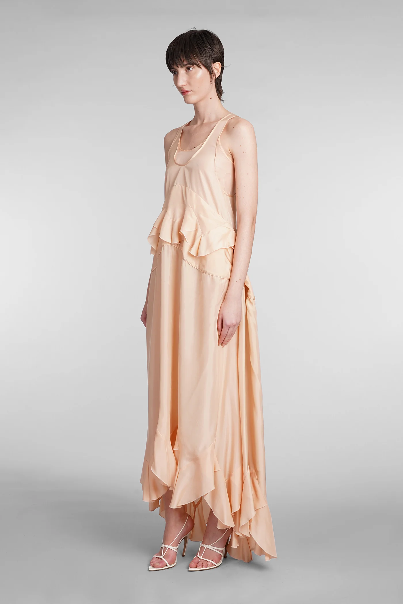 Dress woman  in rose-pink silk - Image 4