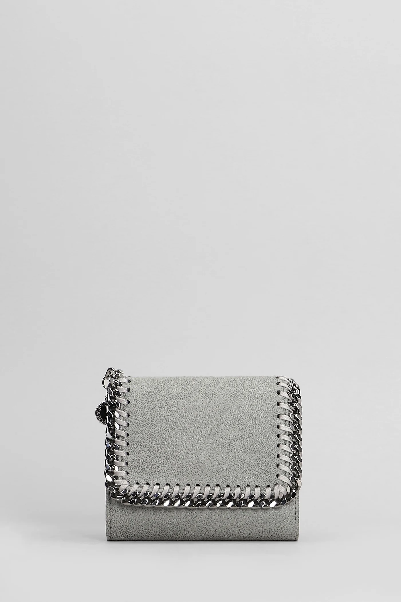 Falabella small Wallet in grey faux leather
