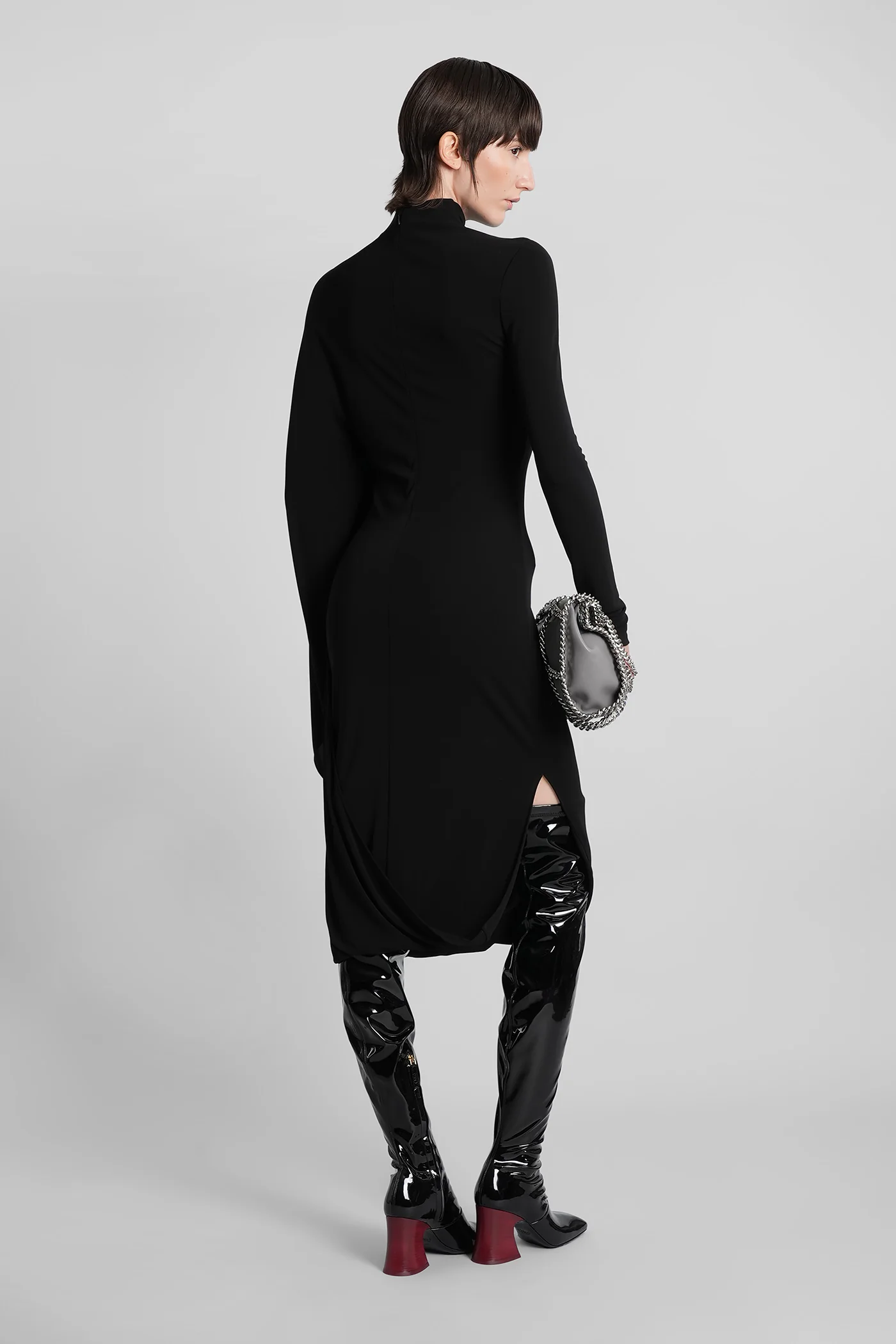 Long dress in black viscose - Image 3