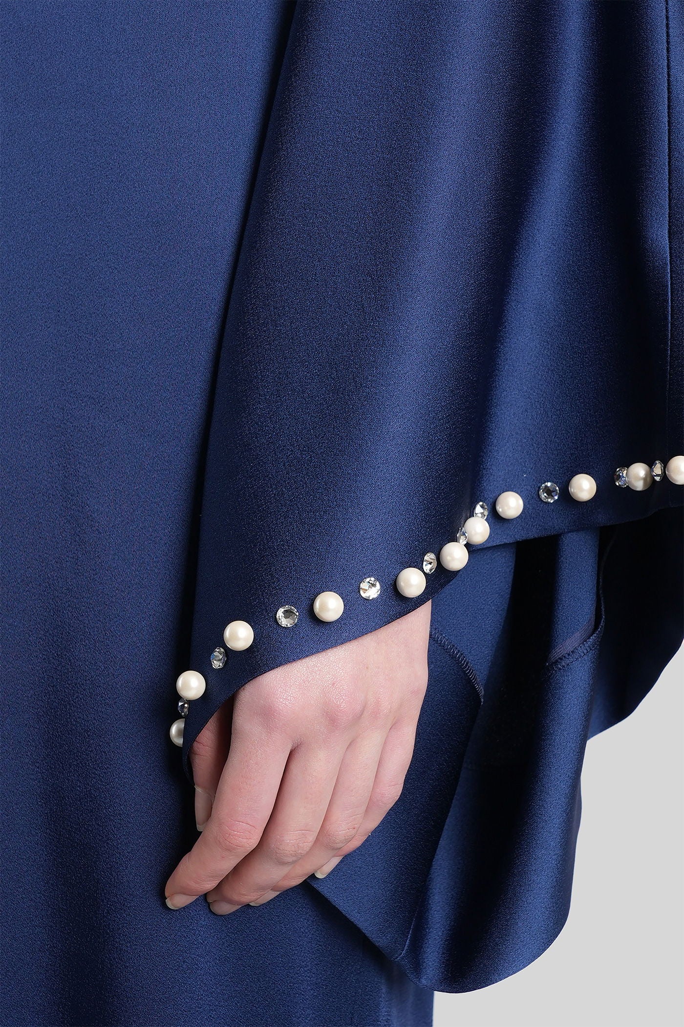 Mini dress in blue acetate - Image 5