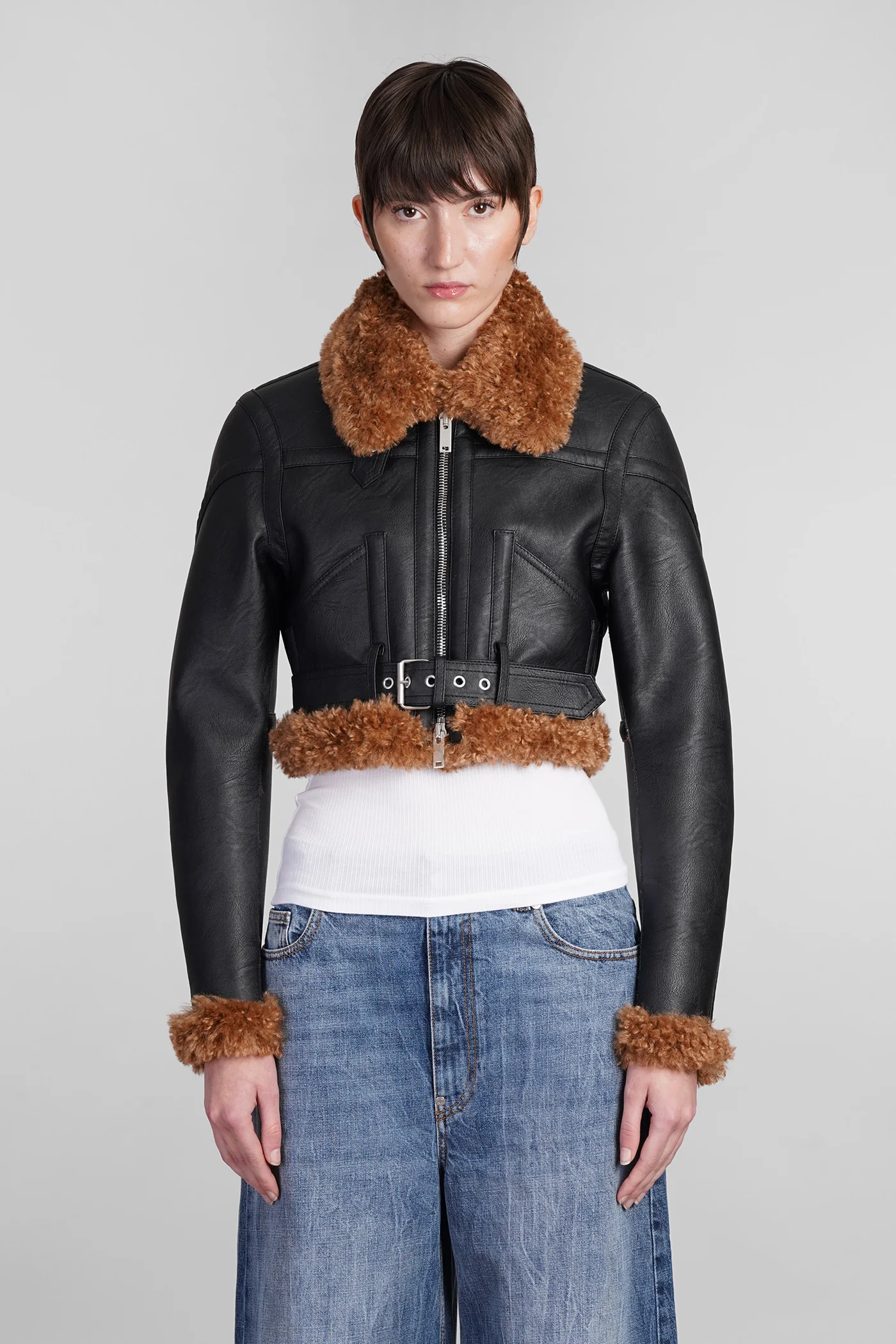 Shearling in black polyester