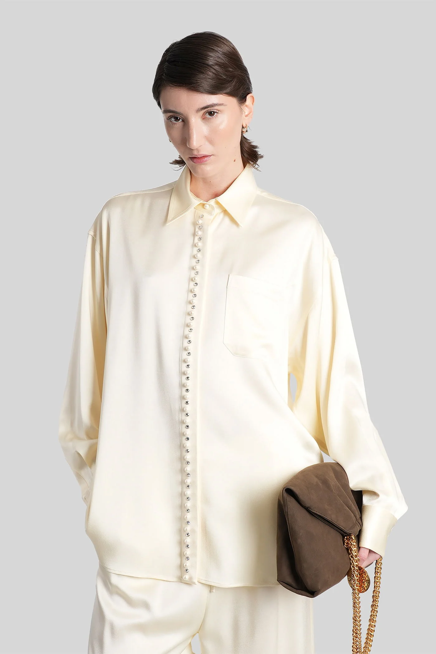 Shirt in beige acetate