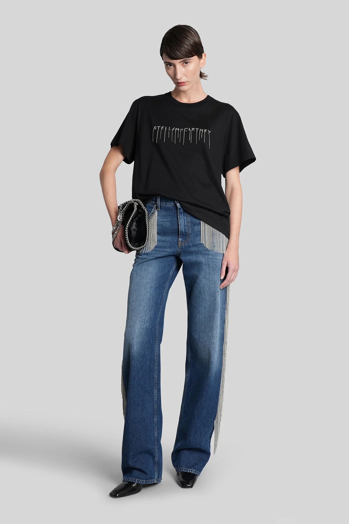 T-Shirt in black cotton - Image 2