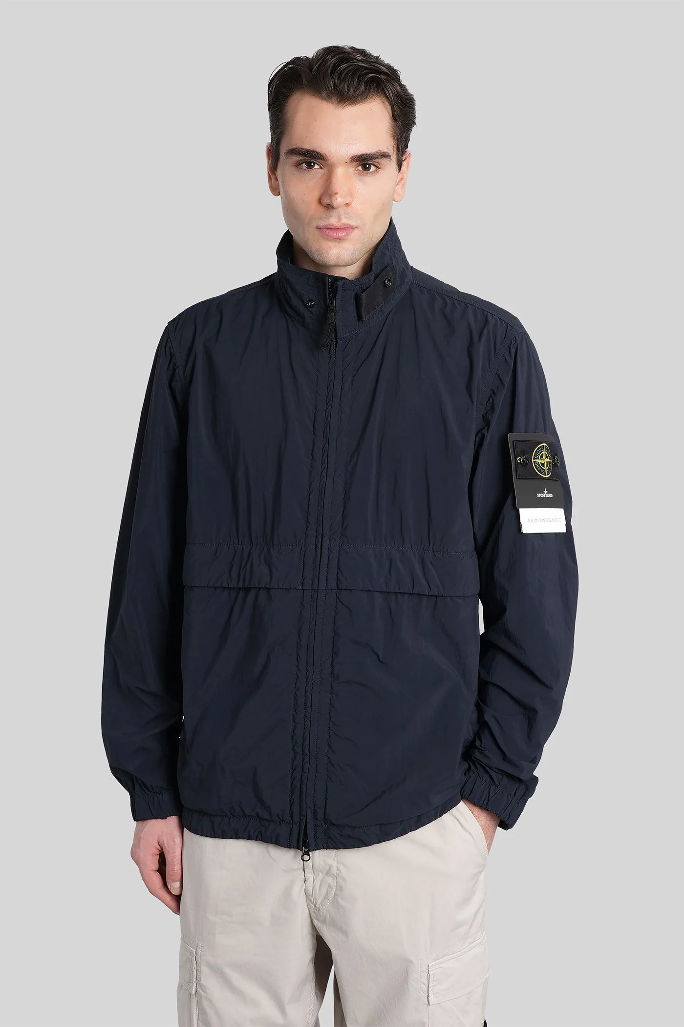 Casual jacket in blue polyamide