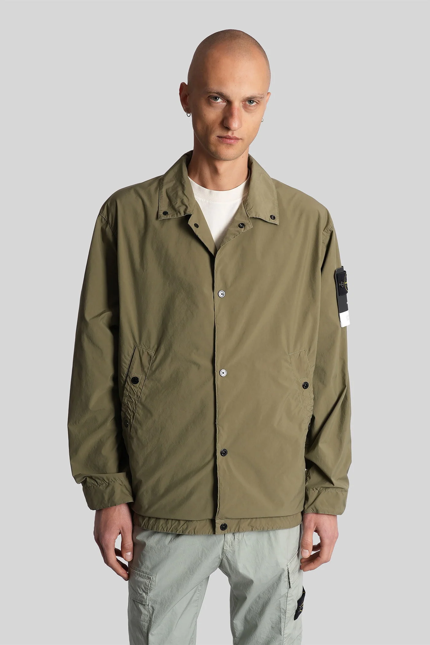 Casual jacket in green polyester