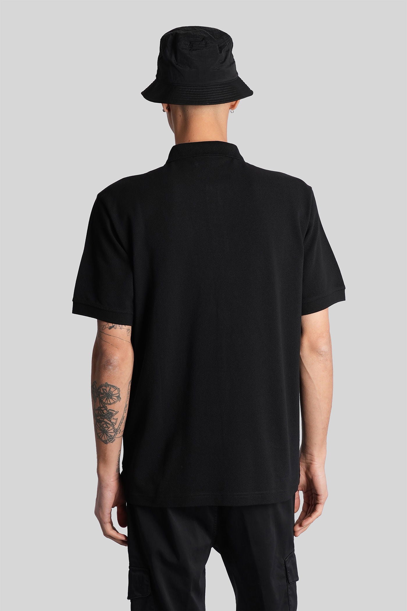 Polo in black cotton - Image 3