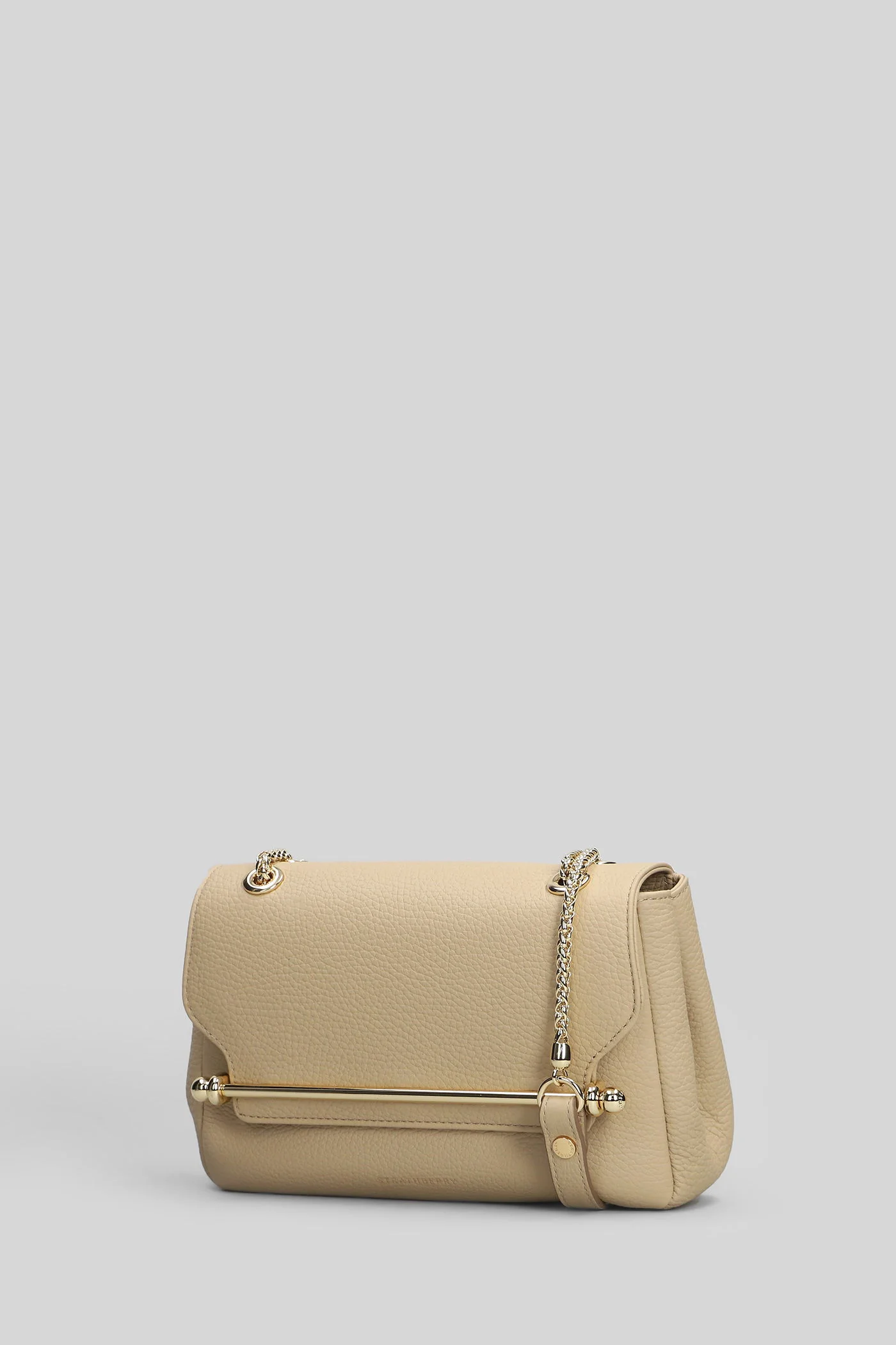 East west soft mini Shoulder bag in beige leather - Image 2
