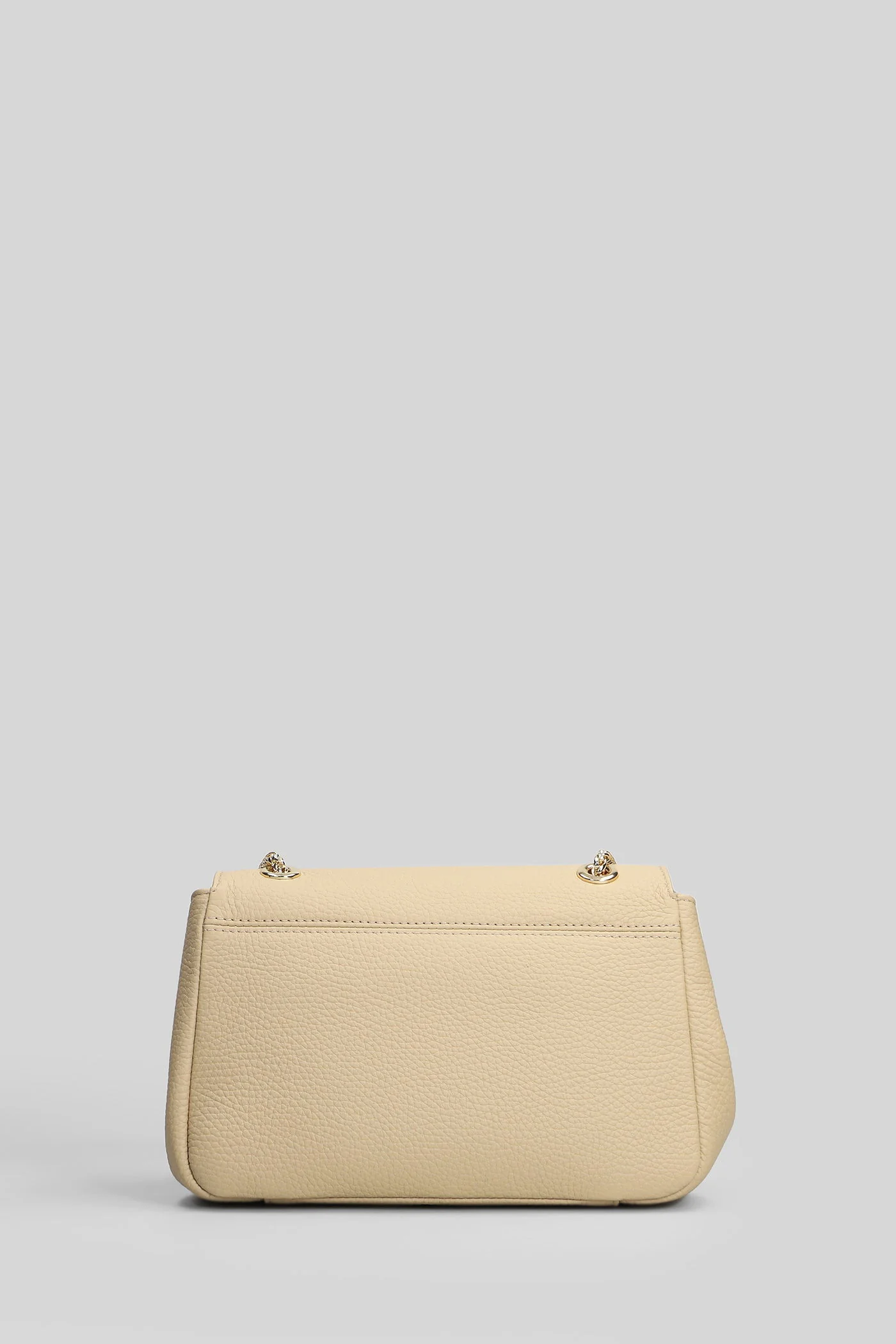 East west soft mini Shoulder bag in beige leather - Image 3
