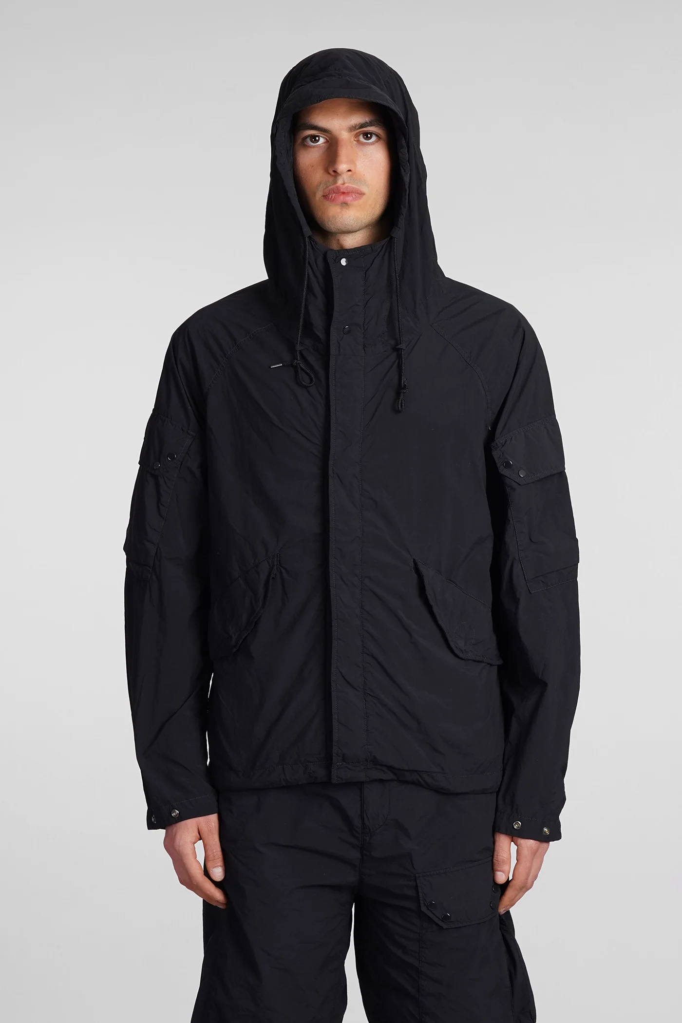Casual jacket in black polyamide