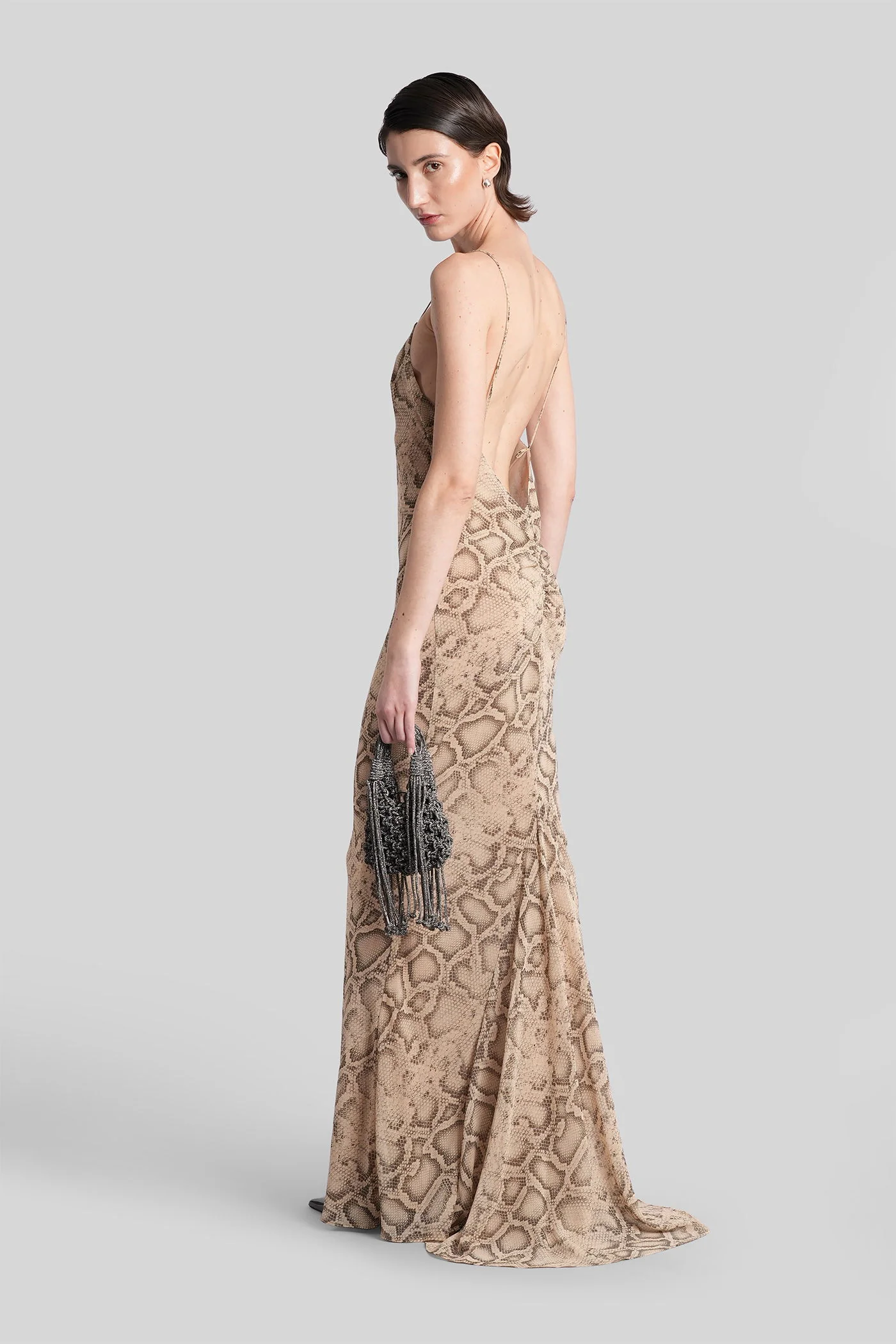 Ninfea Long dress in beige polyester - Image 2