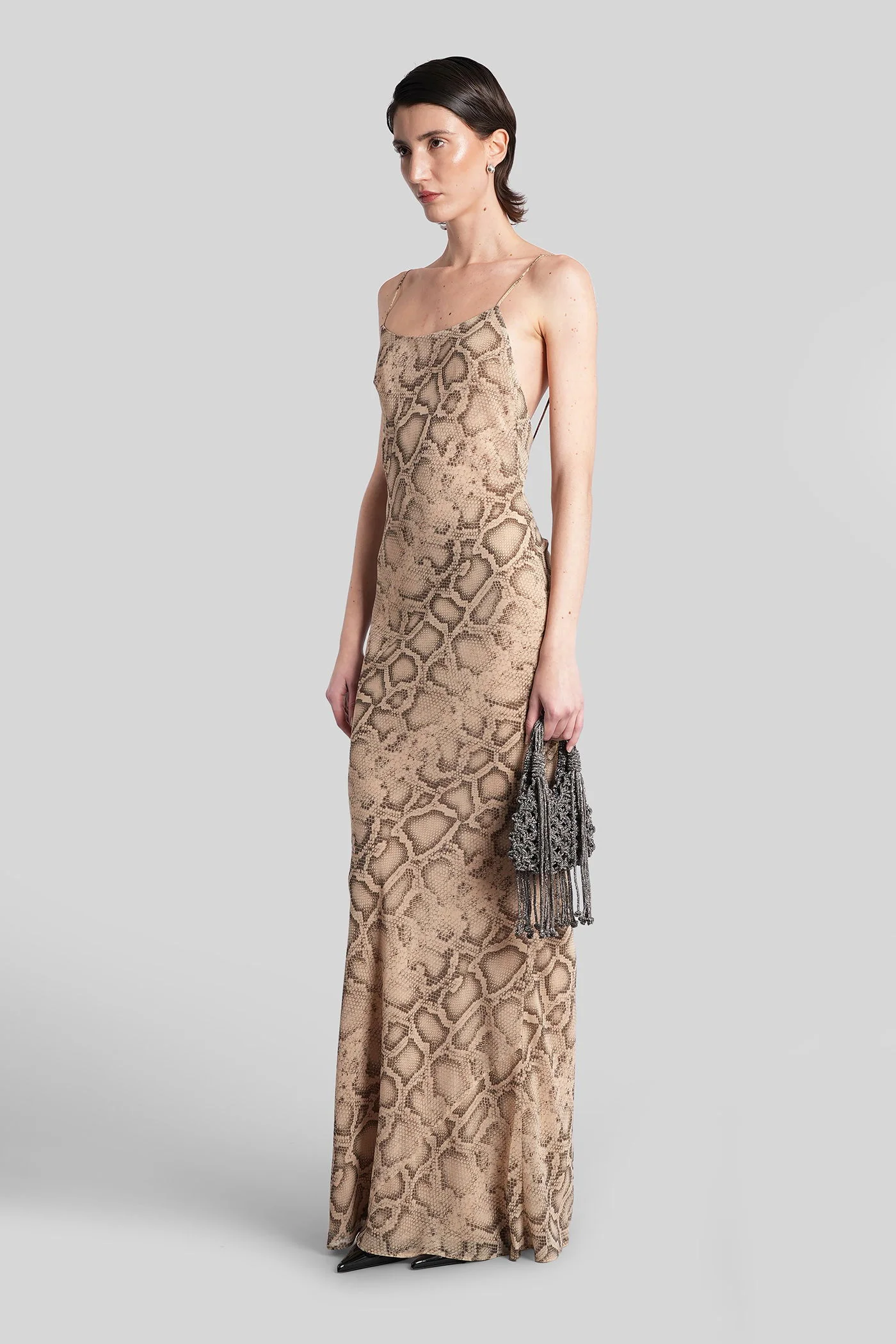 Ninfea Long dress in beige polyester - Image 9