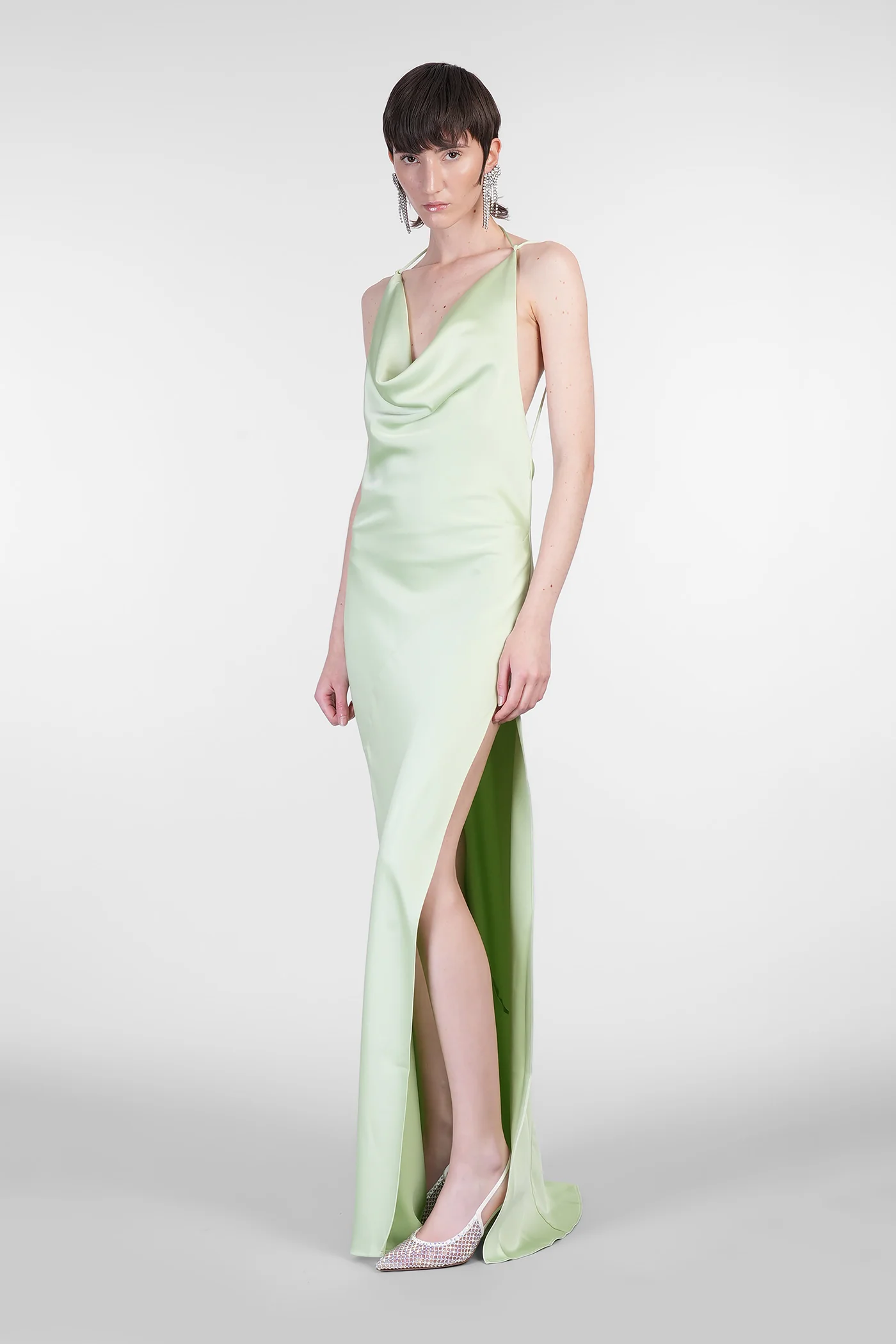 Vera Maxi Long dress in green polyester