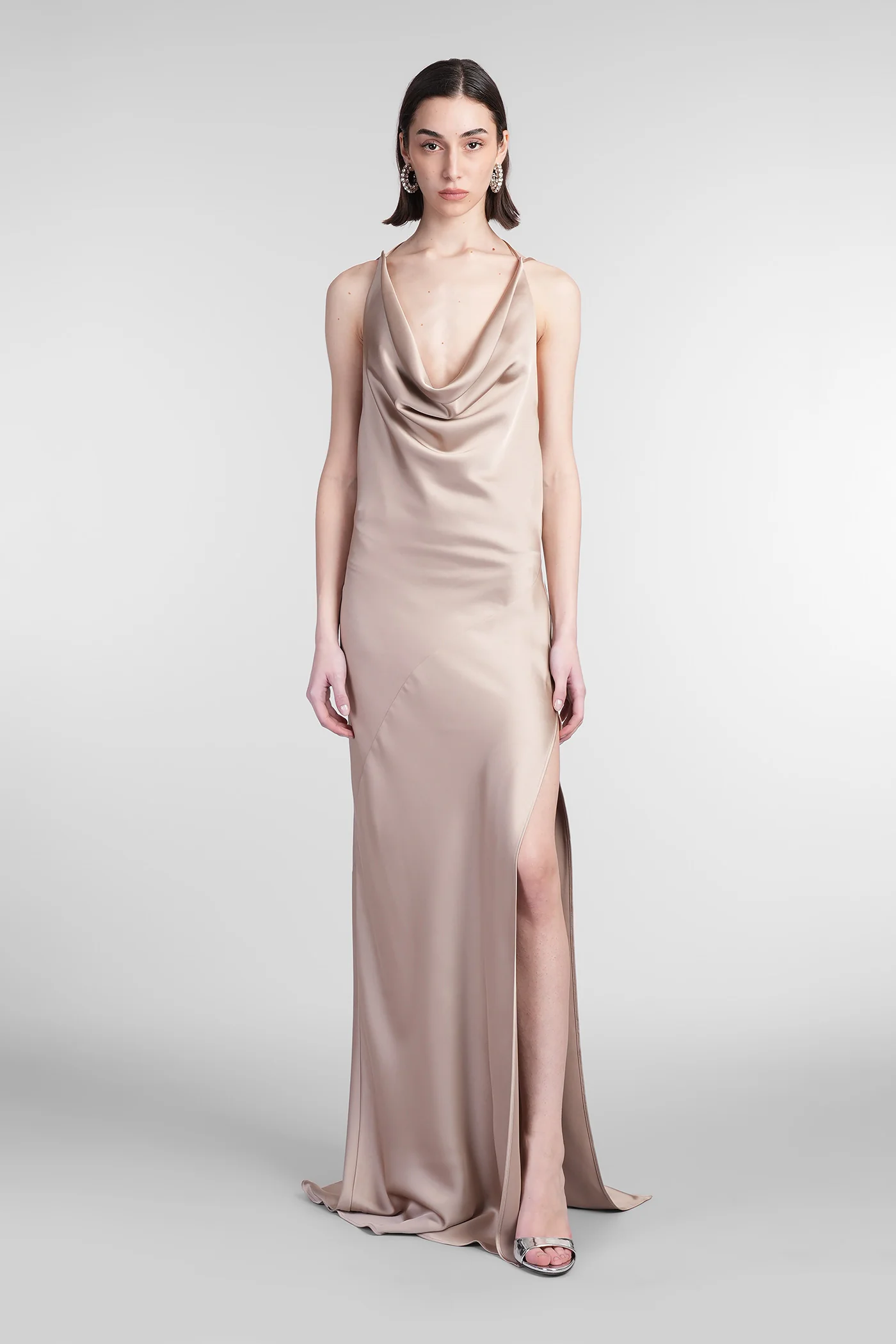Vera Maxi Long dress in grey polyester