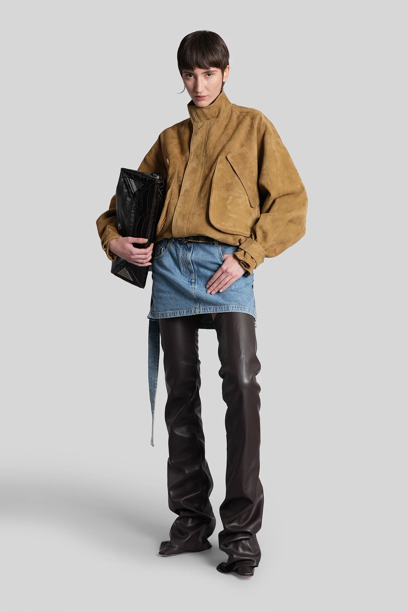 Leather jacket in beige leather - Image 2