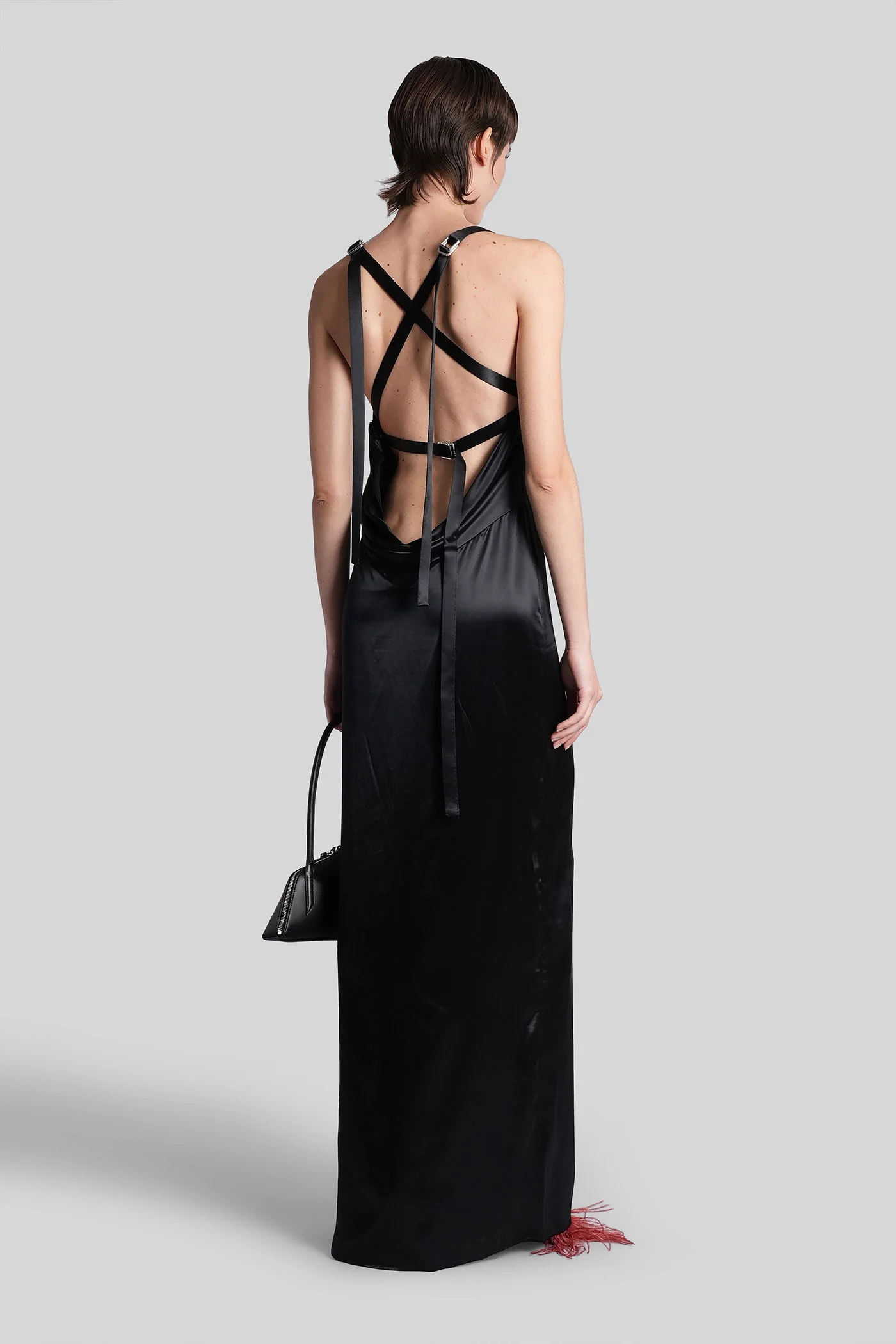 Long dress in black viscose - Image 3