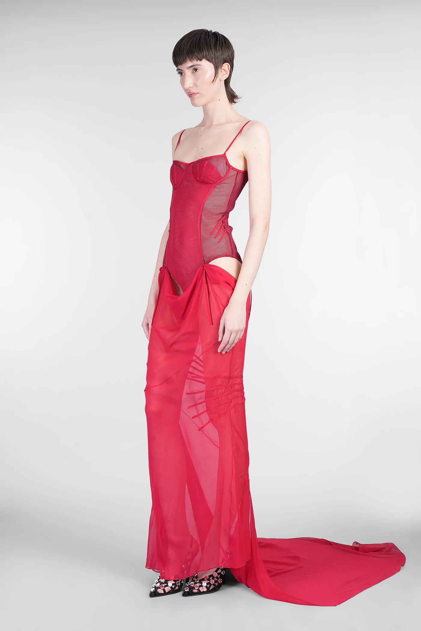 Long dress in red silk - Image 4